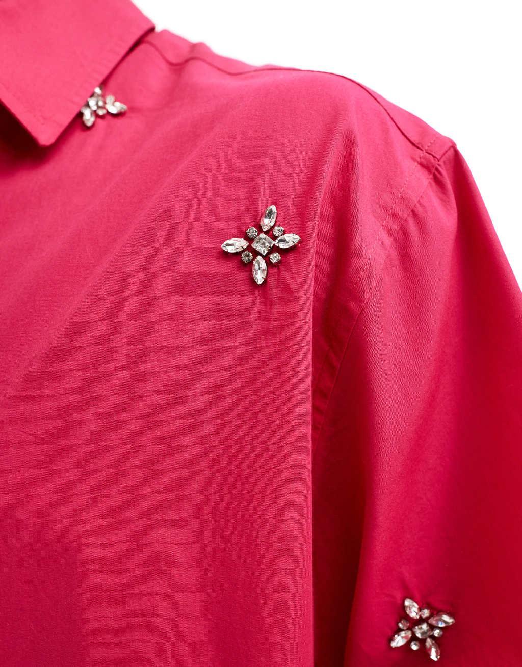 ASOS DESIGN oversized shirt with embellishment in pink Product Image