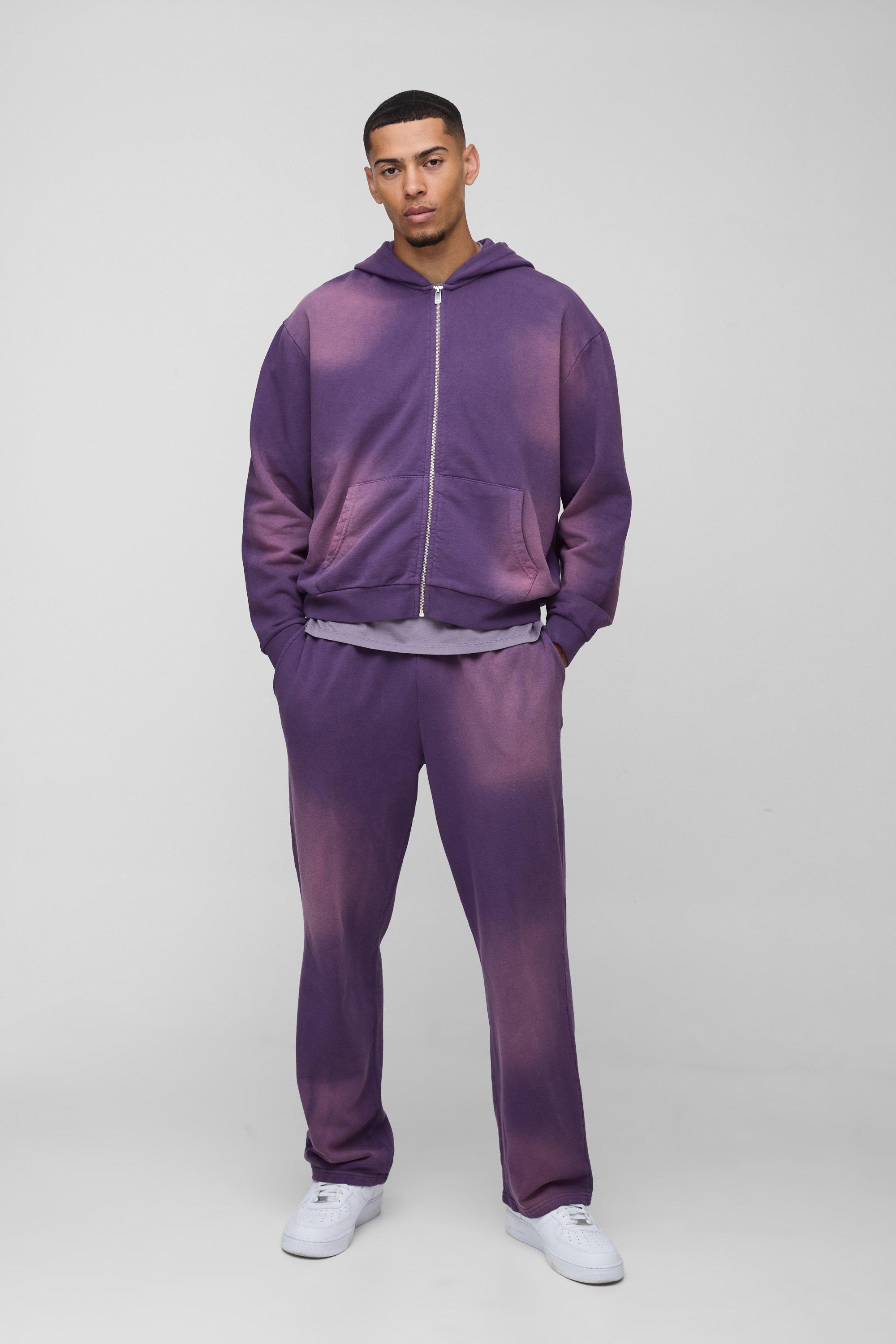 Oversized Boxy Spray Wash Zip Through Tracksuit | boohooMAN USA Product Image