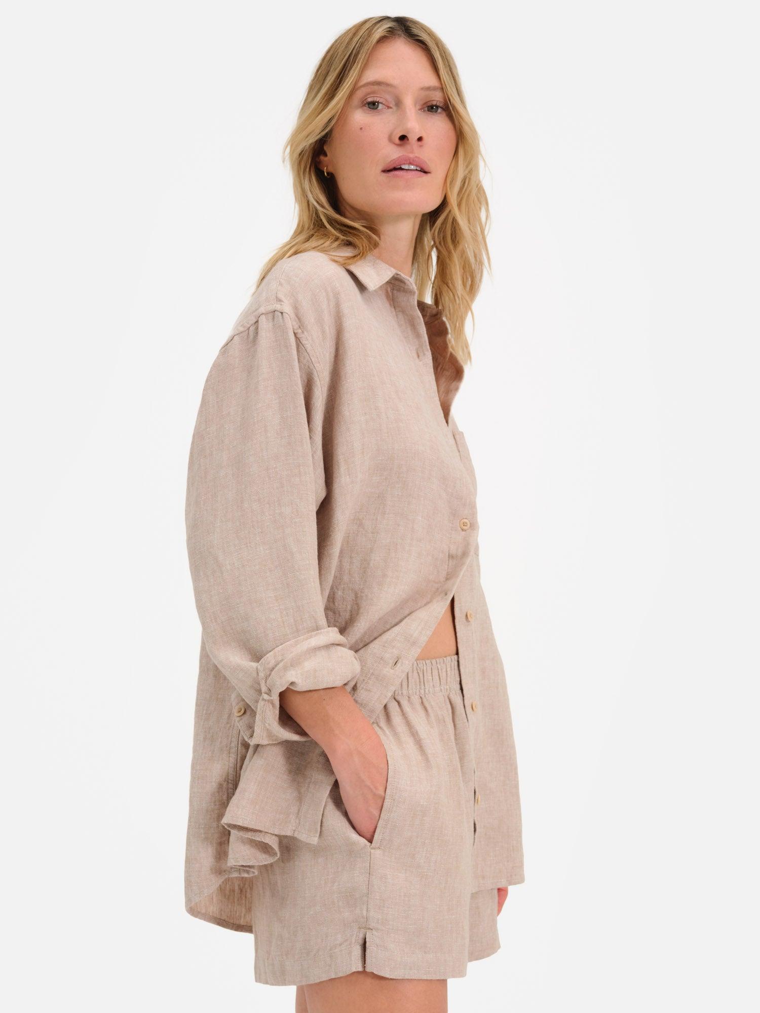 Organic Linen Oversized Button Down Female Product Image