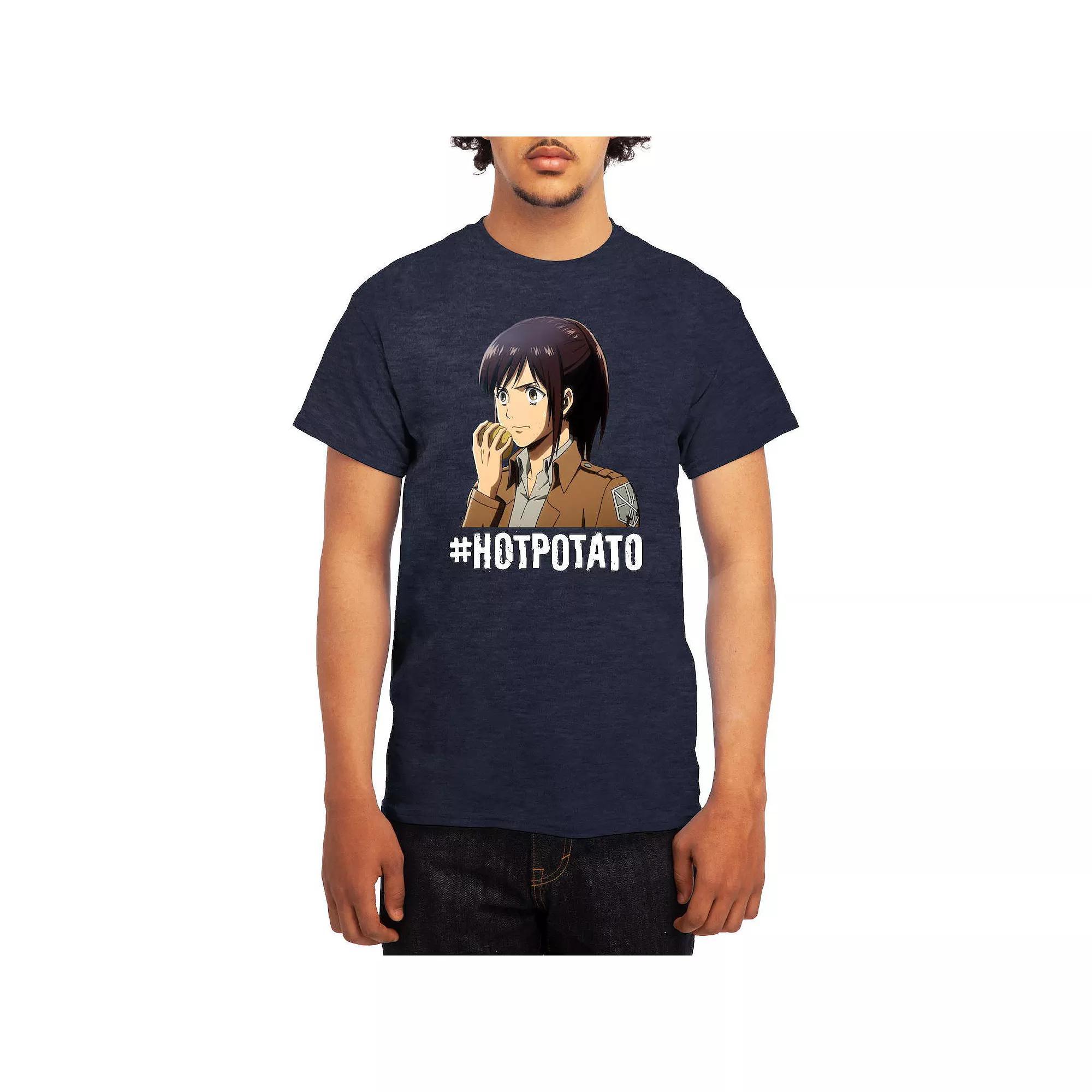 Men's Attack on Titan Hot Potato Tee, Size: Small, Grey Navy Product Image