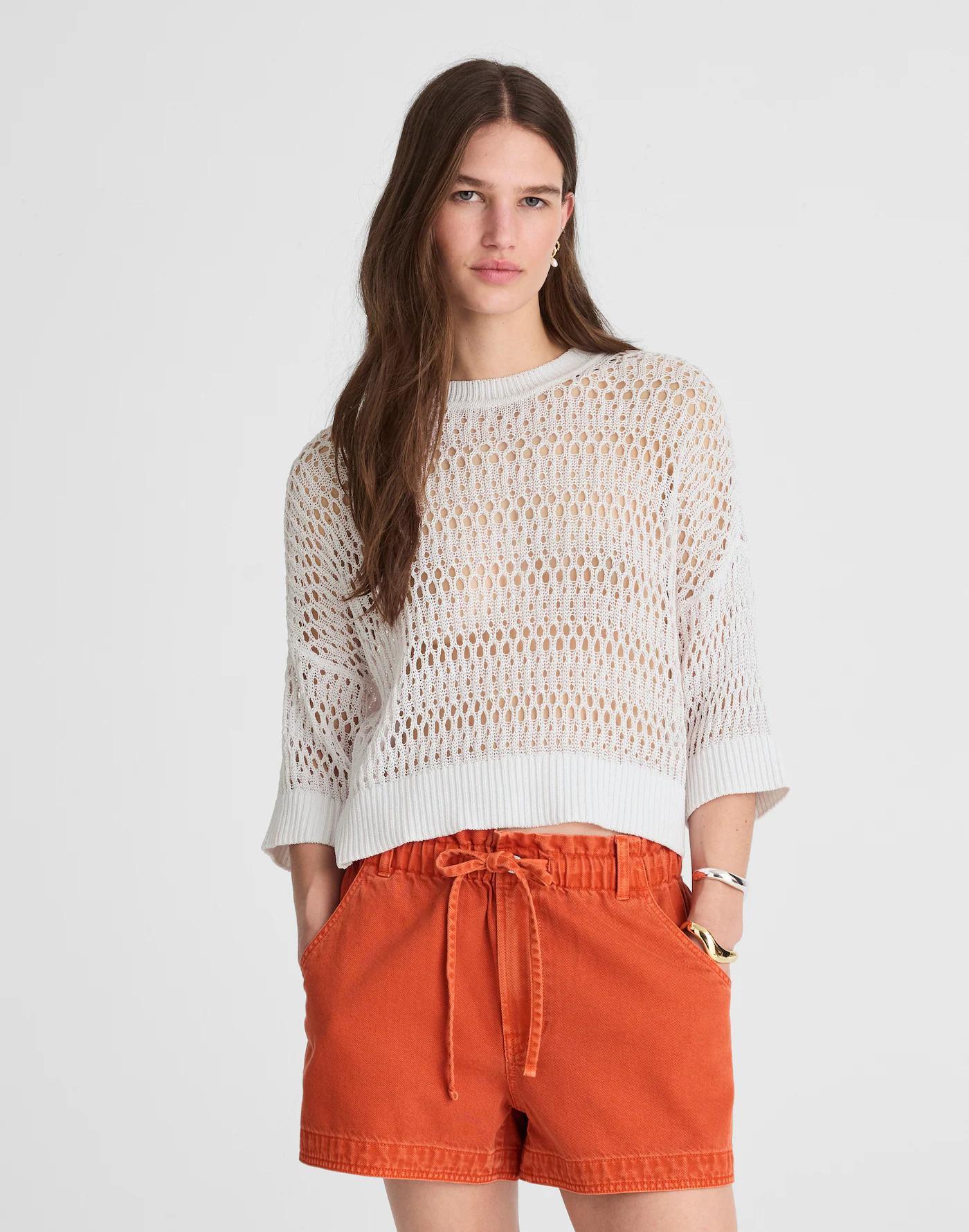 Relaxed Open-Stitch Sweater Tee Product Image