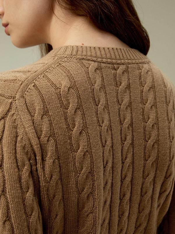 LILYSILK Woolen Pullover - for Women - Camel Cashmere-Wool Blend - Comfortable Ribbed Edges Sweater L Product Image