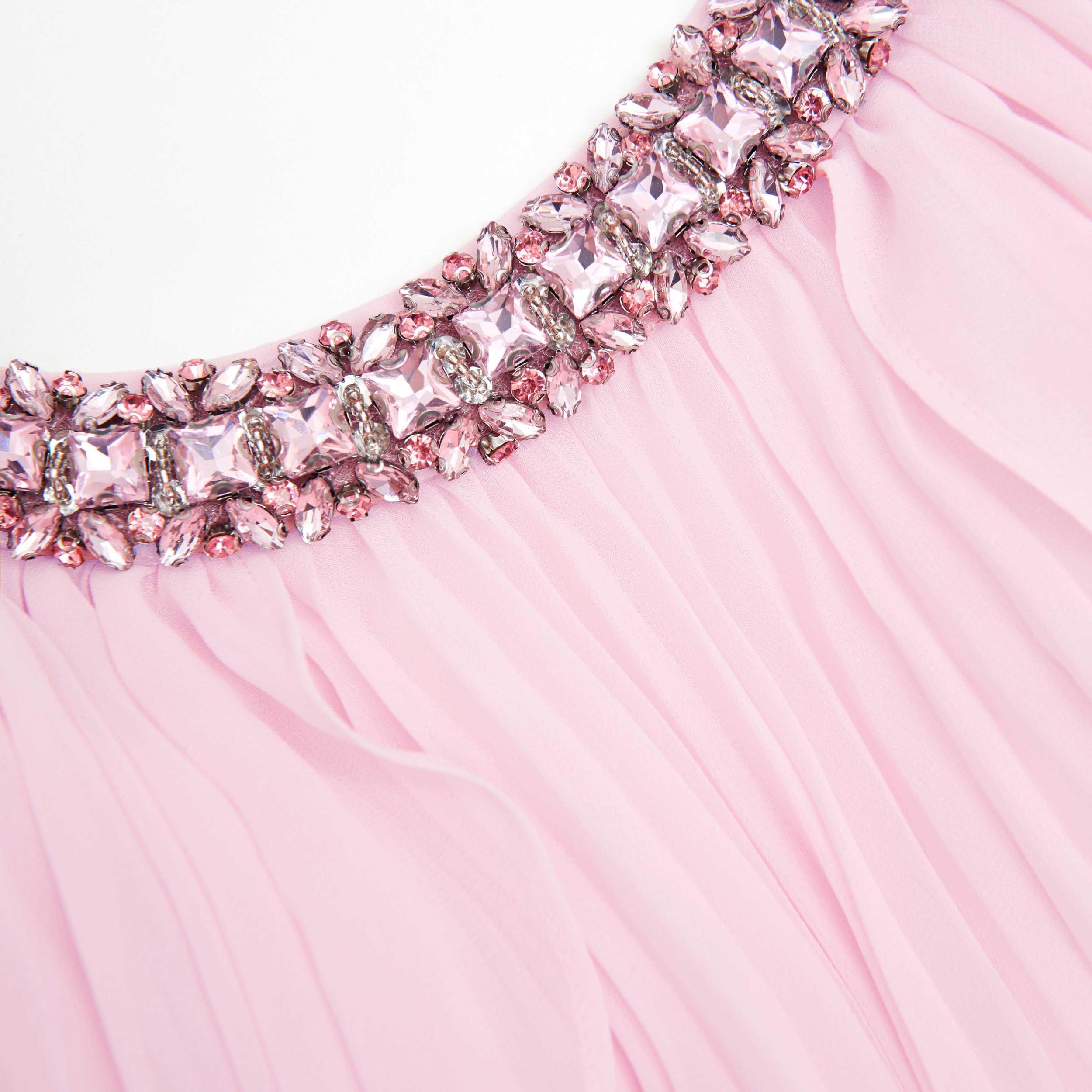 Pink Chiffon Cape Midi Dress Product Image