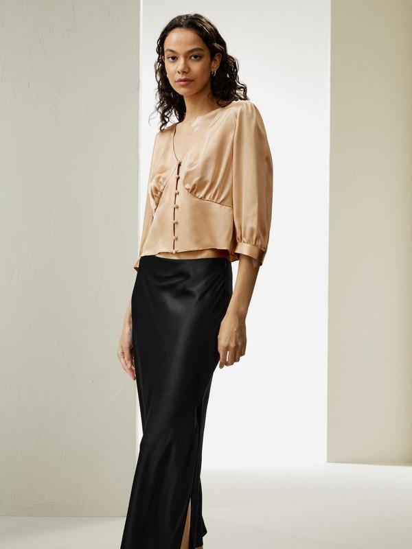 LILYSILK Female Silk Shirts Ladies Magenta 100 Silk Tailored Front Button-And-Loop Closure Blouse 2 Product Image