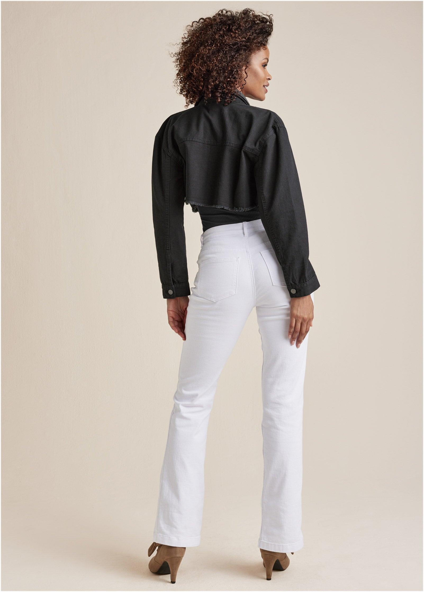 Cropped Denim Jacket - Black Product Image