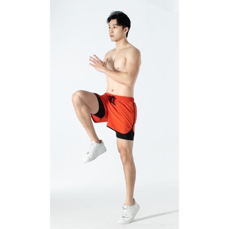 Drawstring Waist Lettering Sweat Shorts Product Image