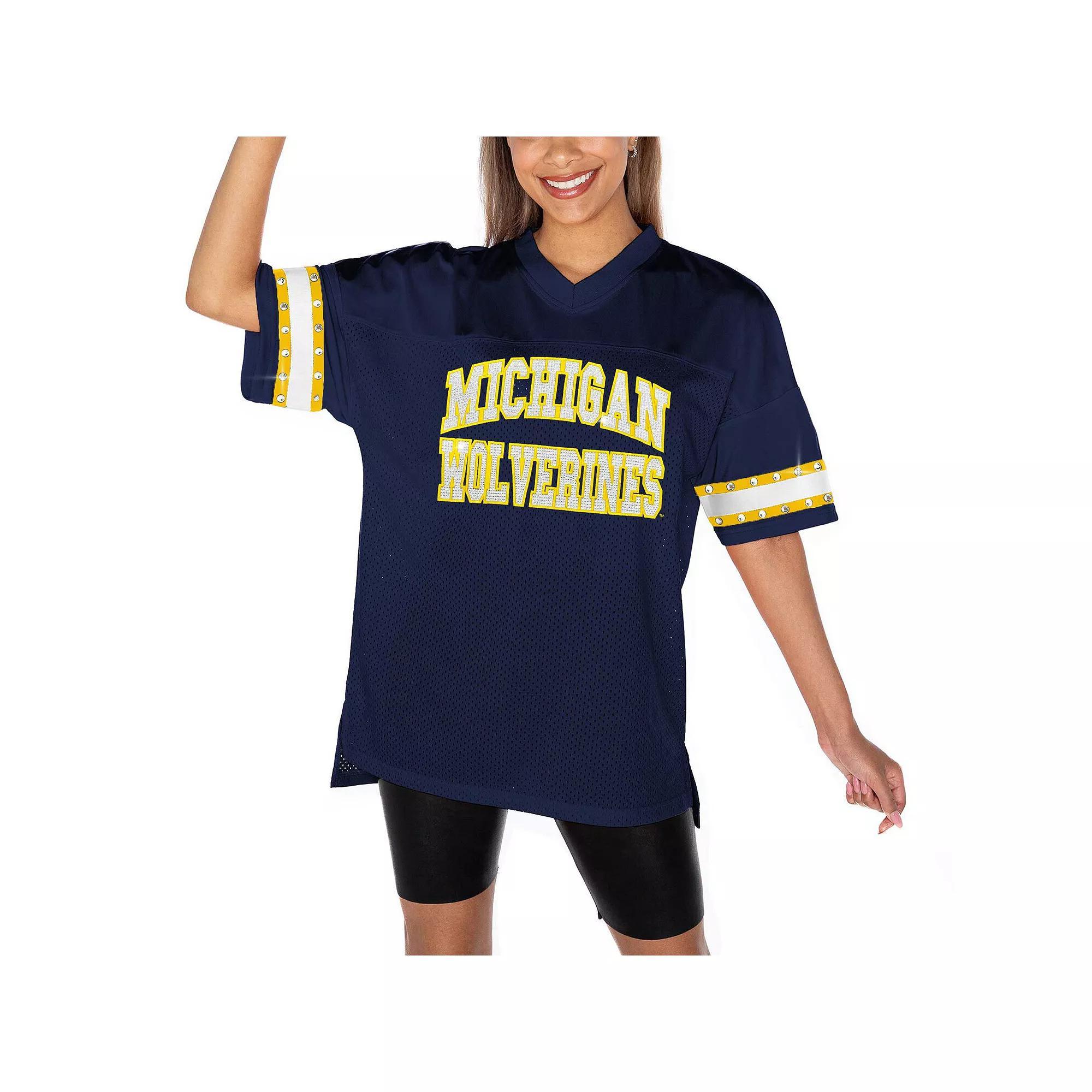 Women's Gameday Couture Navy Michigan Wolverines Until Kickoff Rhinestone Fashion T-Shirt, Size: XL, Blue Product Image