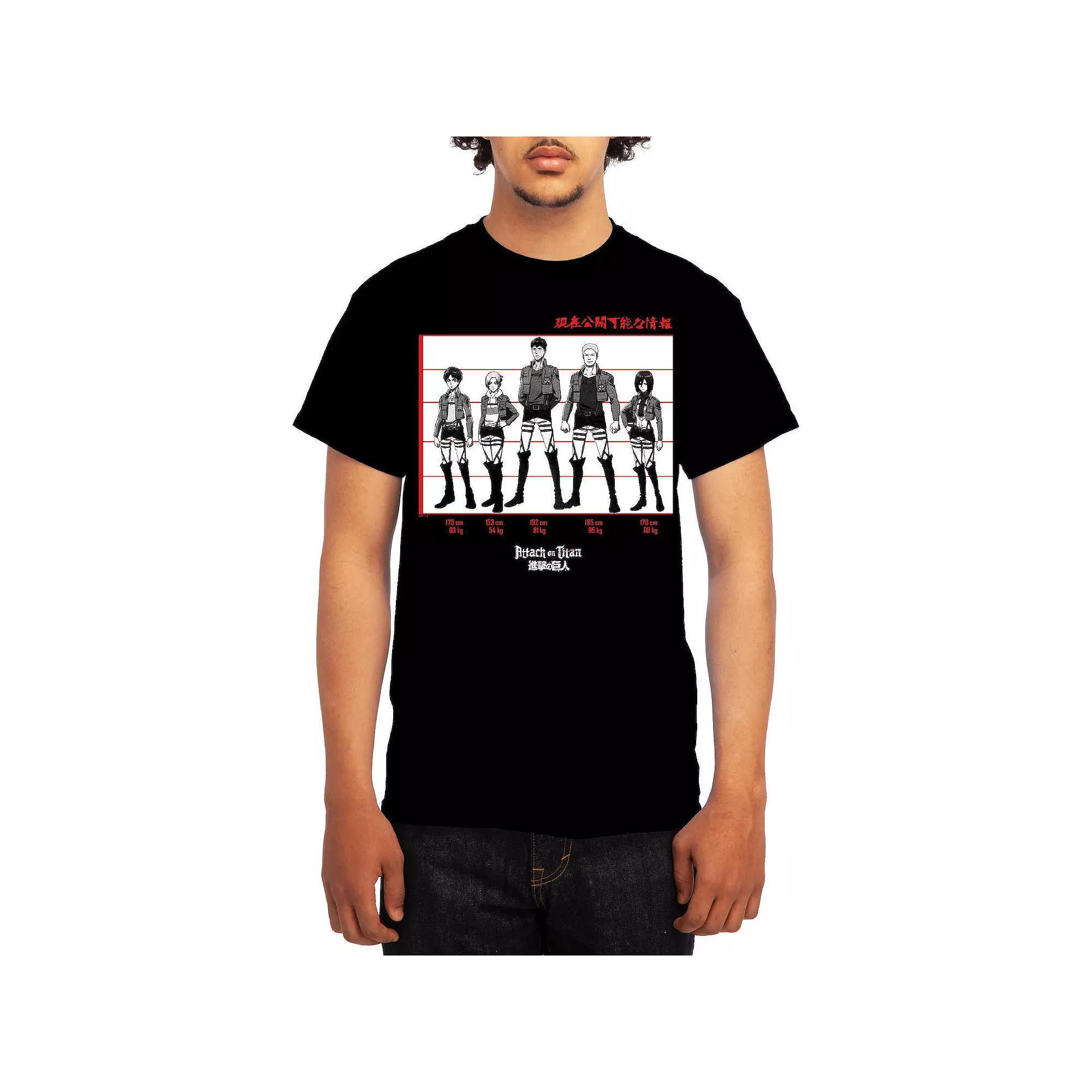 Men's Attack on Titan Black & White Lineup Tee, Boy's, Size: XL, Grey Product Image