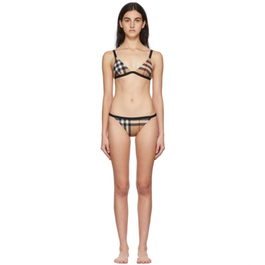 BURBERRY Beige Vintage Check Triangle Loing Bikini In Archive Beige Product Image