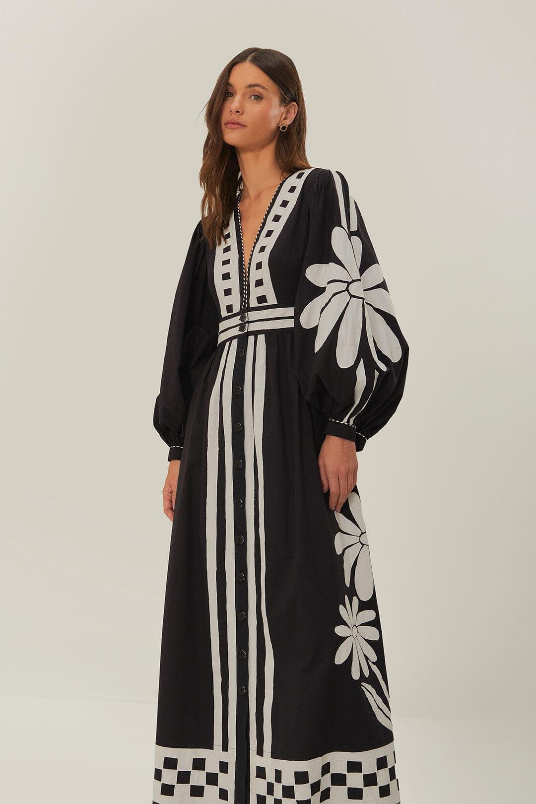 Black Nature Buttoned Maxi Dress, BLACK / S Product Image