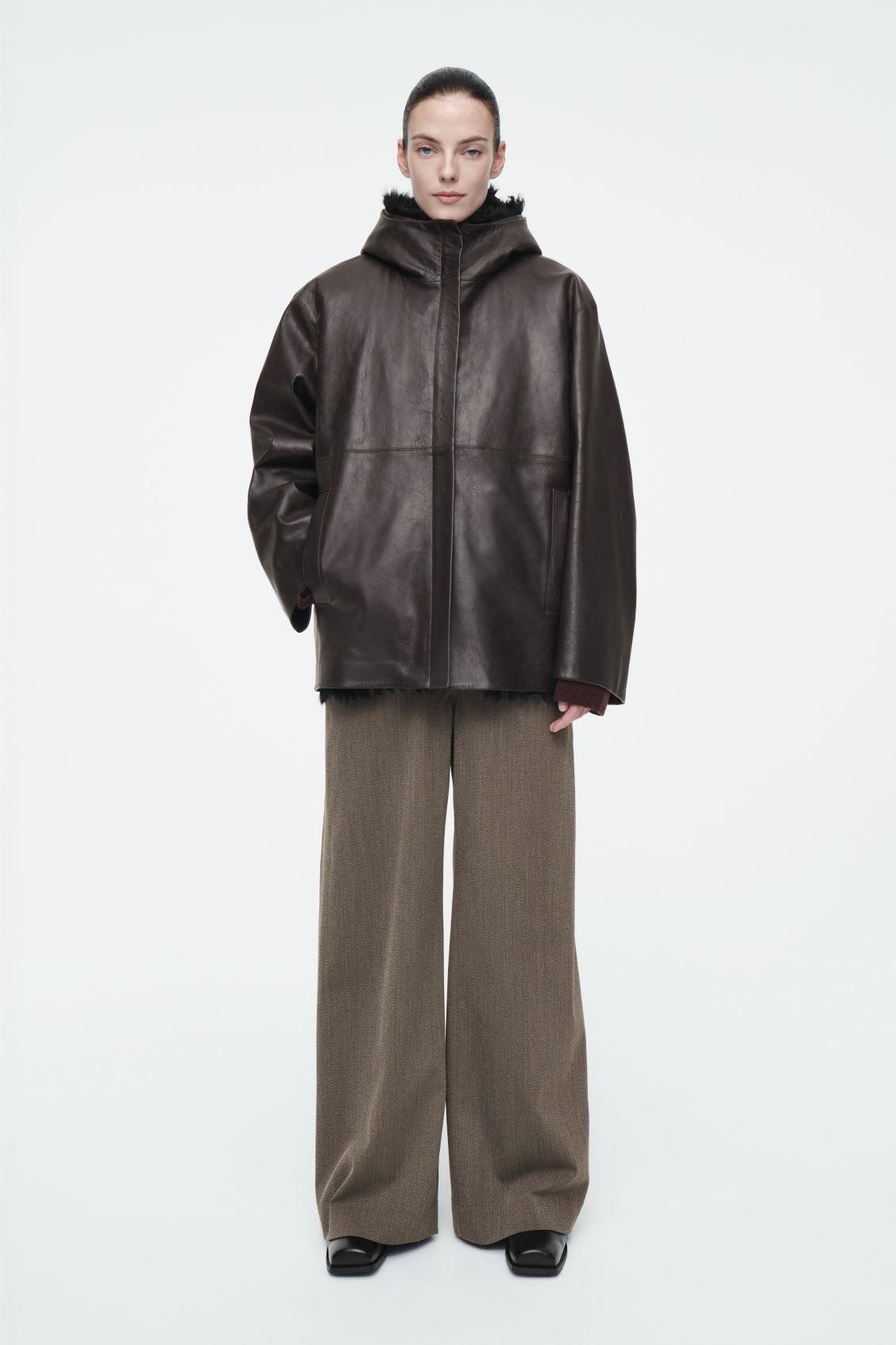 SHEARLING-LINED NAPPA HOODED JACKET Product Image