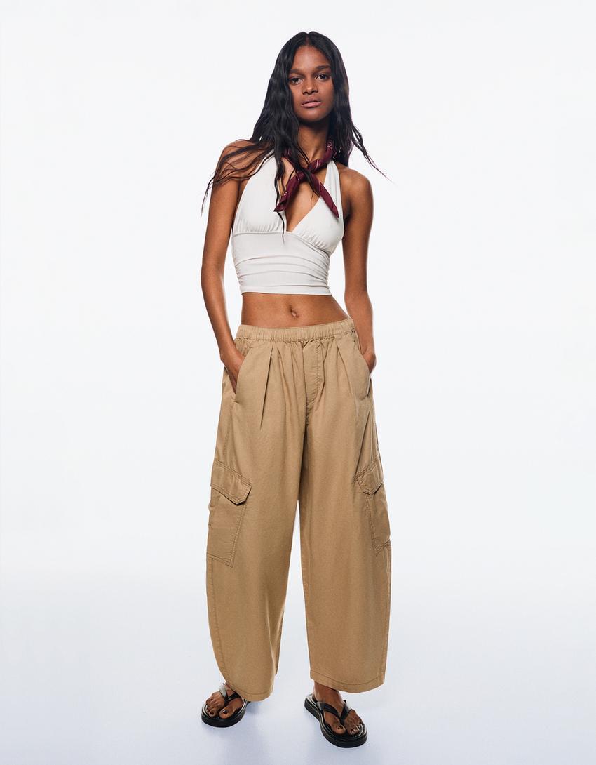 Barrel cotton cargo pants Product Image