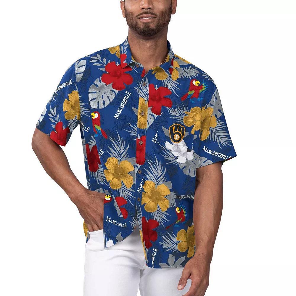Men's Margaritaville Royal Los Angeles Dodgers Island Life Floral Party Button-Up Shirt, Size: XL, Blue Product Image