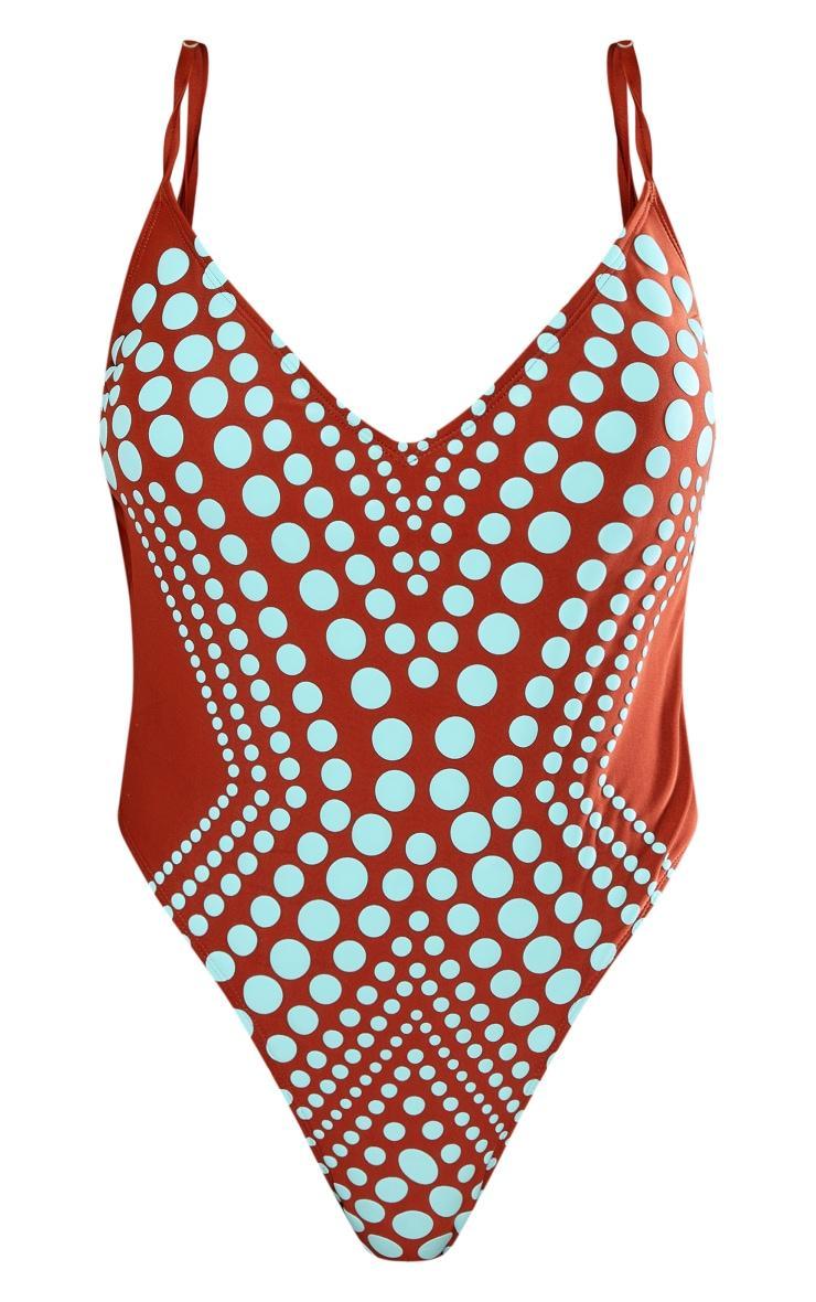 Brown Color Block Contrast Swimsuit Product Image