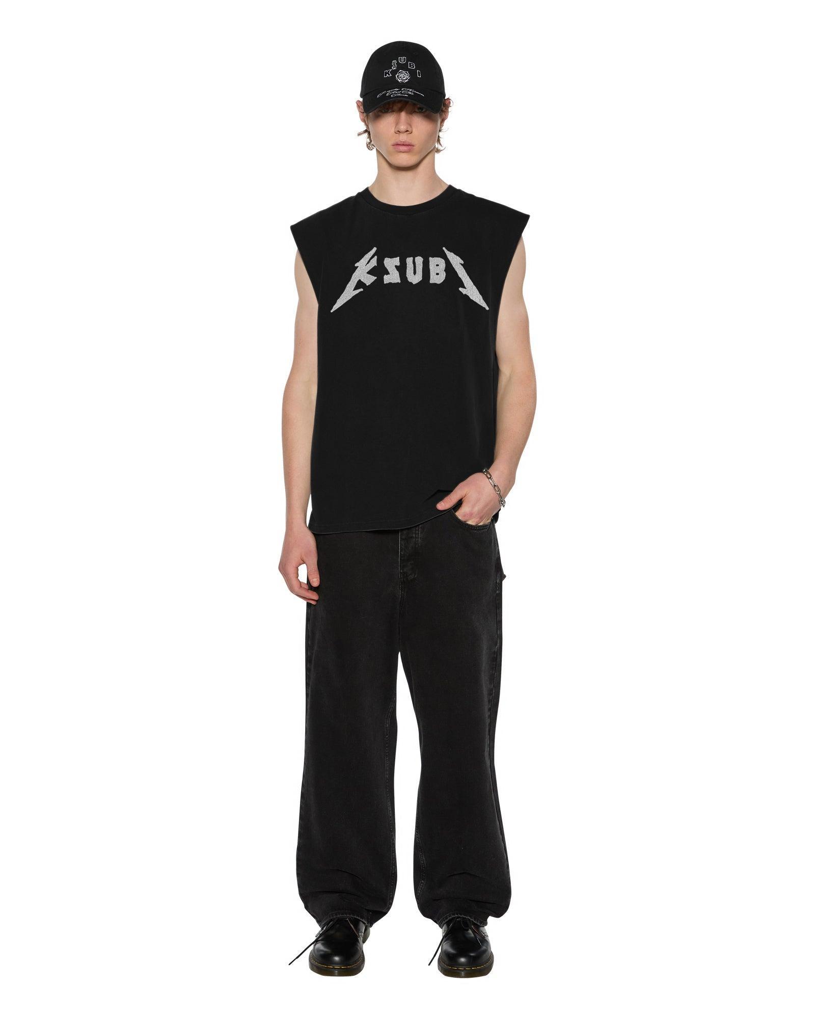 LINE UP EKCESS CUT OFF TEE JET BLACK Male Product Image