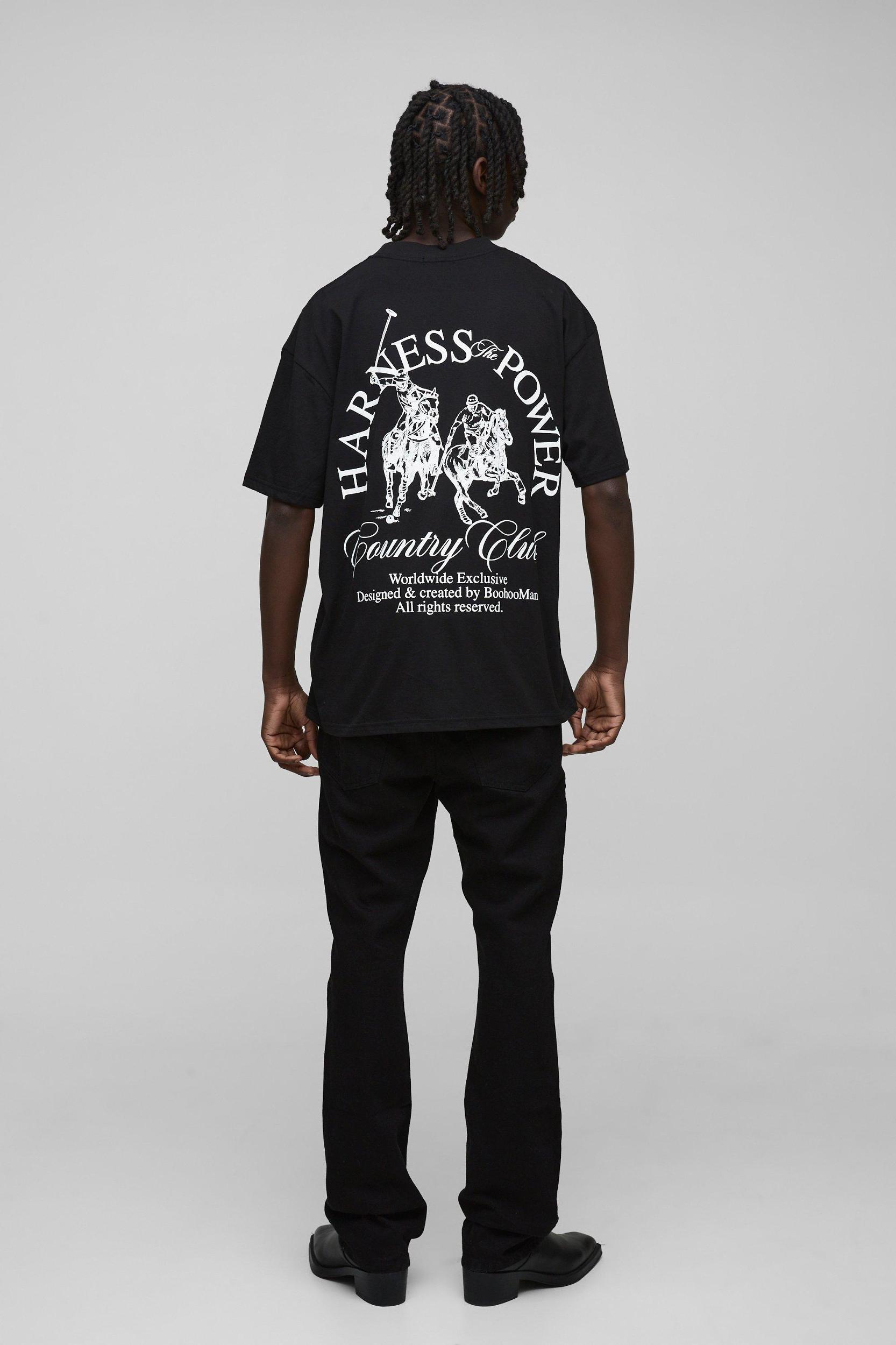 Oversized Extended Neck Worldwide Horse Graphic T Shirt | boohooMAN USA Product Image