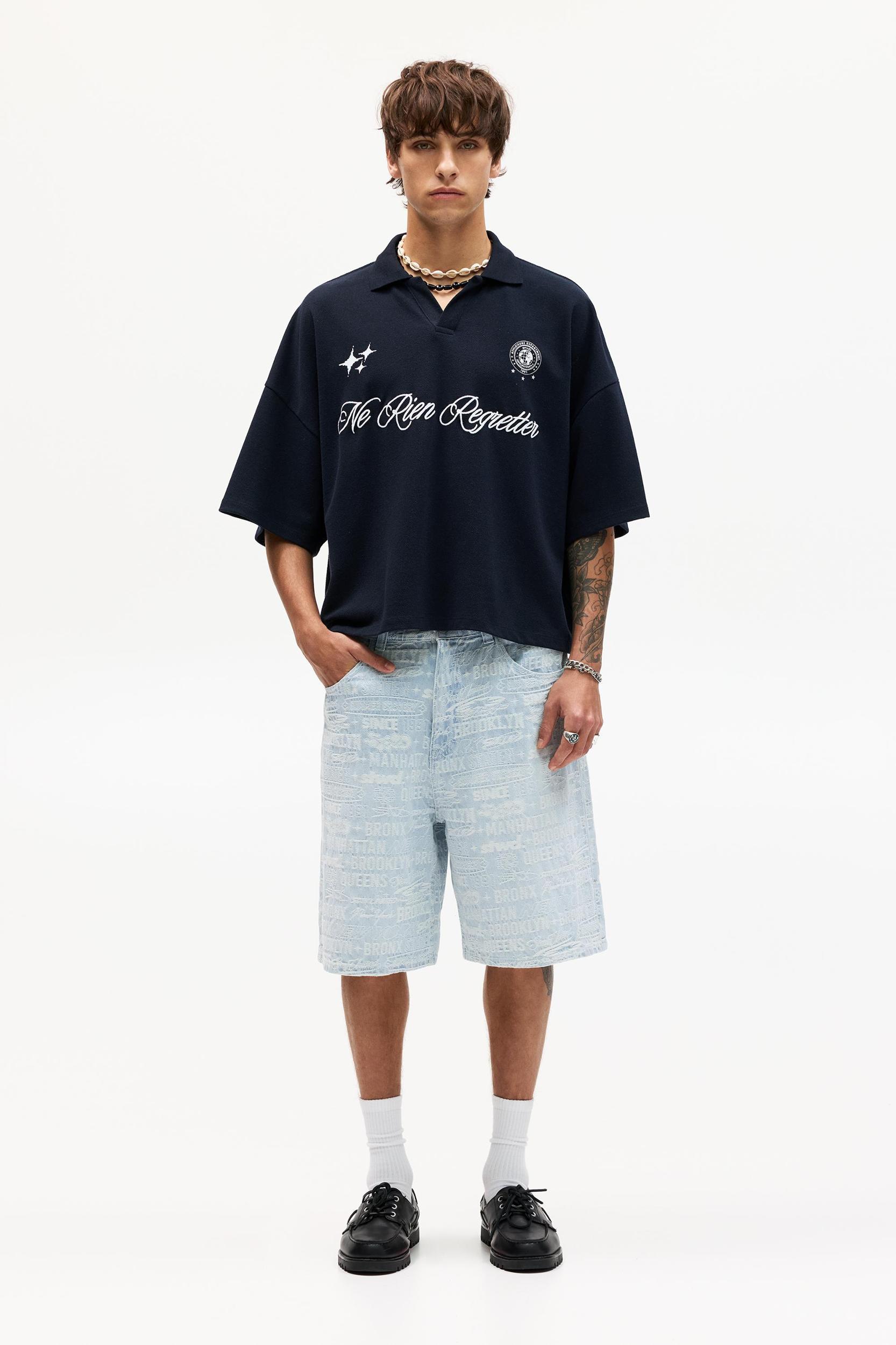 Jacquard denim Bermuda shorts Product Image