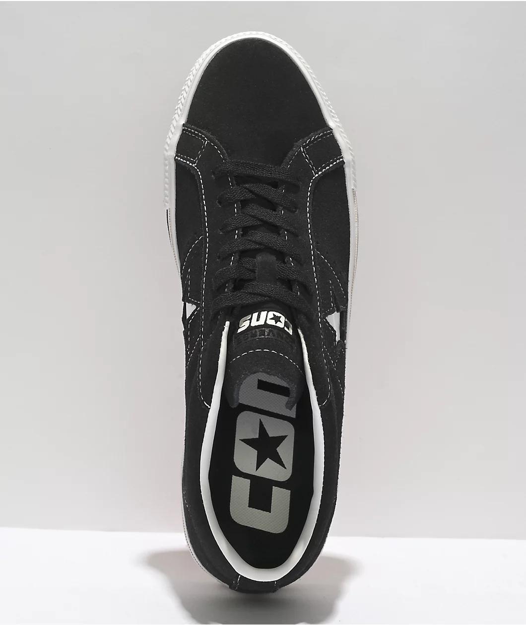 Converse One Star Pro Black & White Suede Skate Shoes Product Image