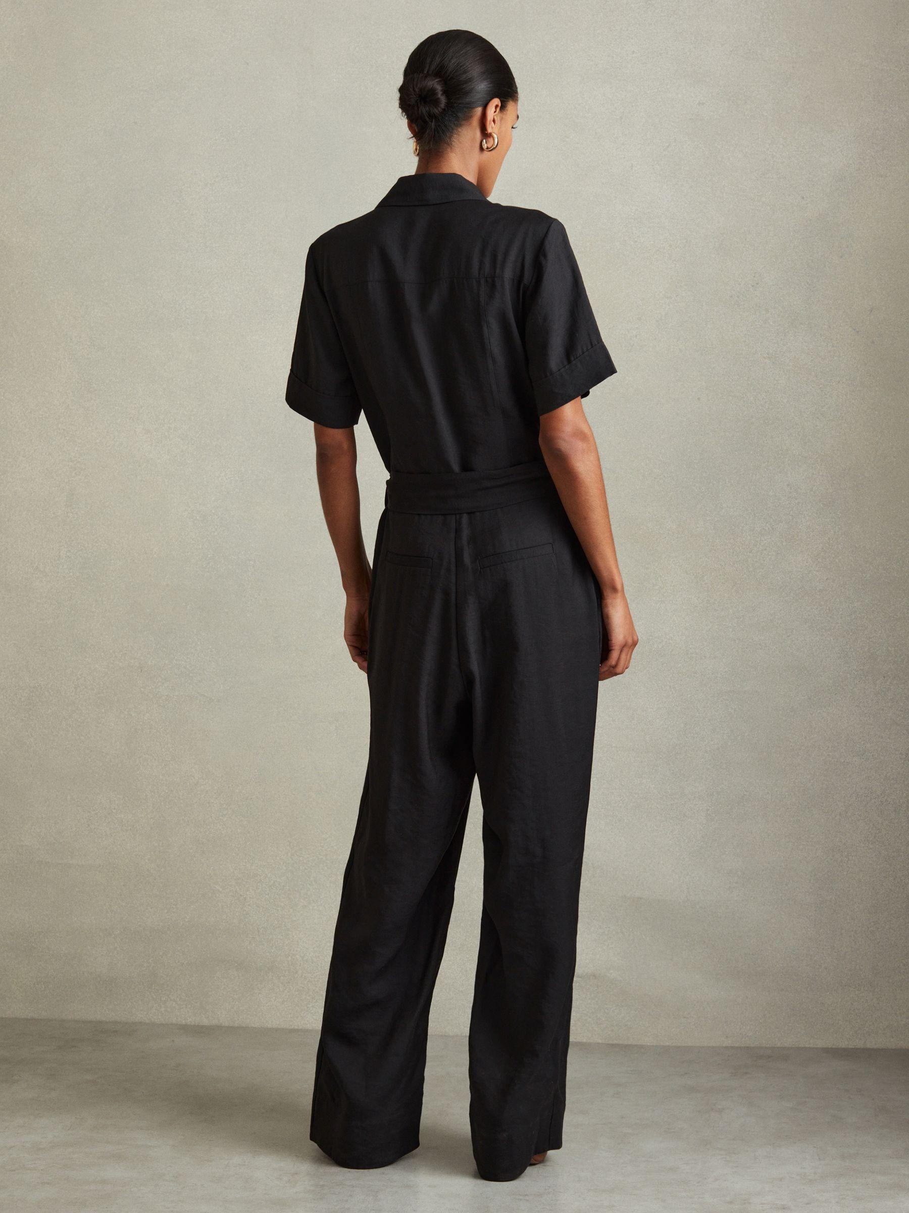 Joanie Black Belted Utility Wide Leg Jumpsuit Product Image