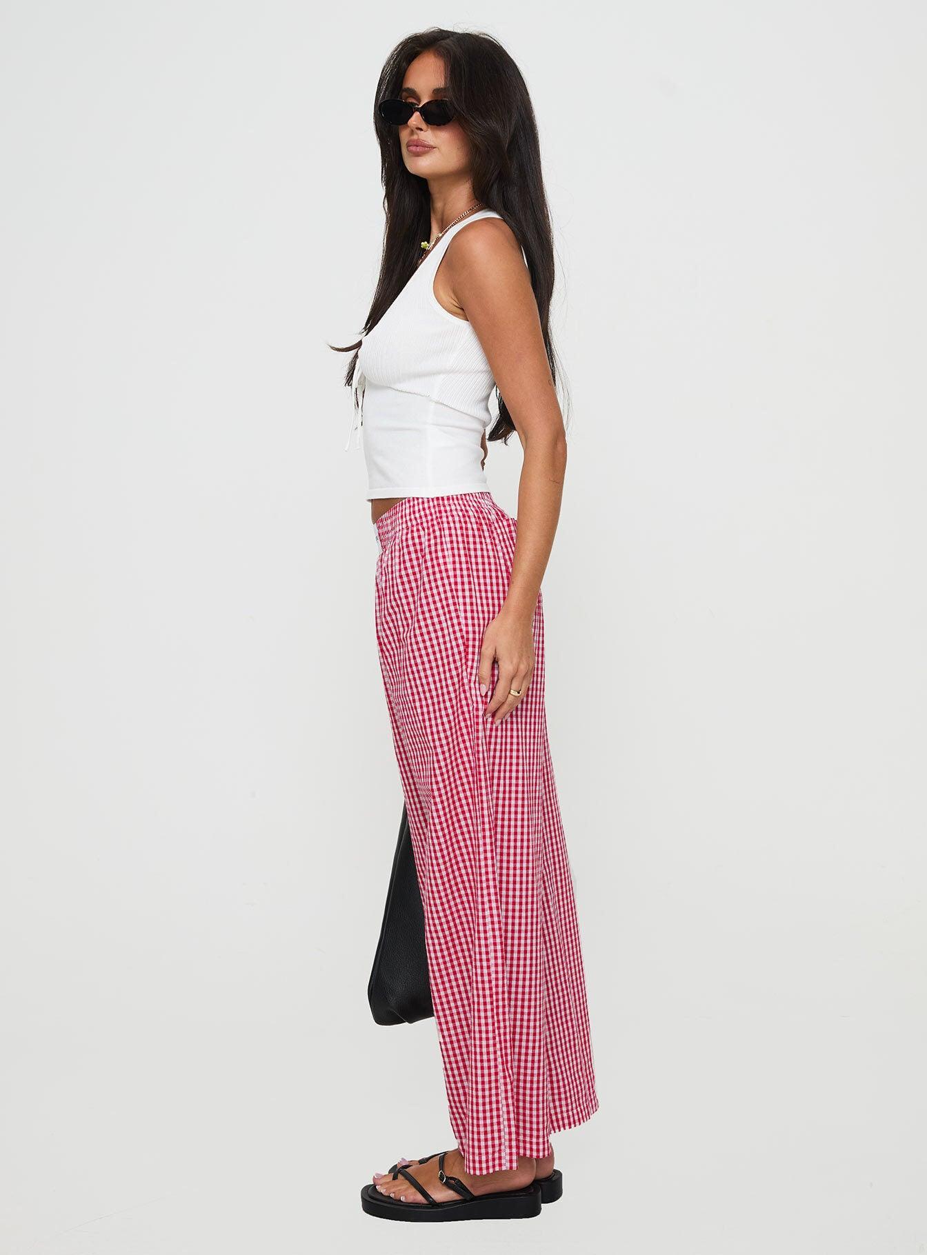 Beach House Pants Red Gingham Product Image