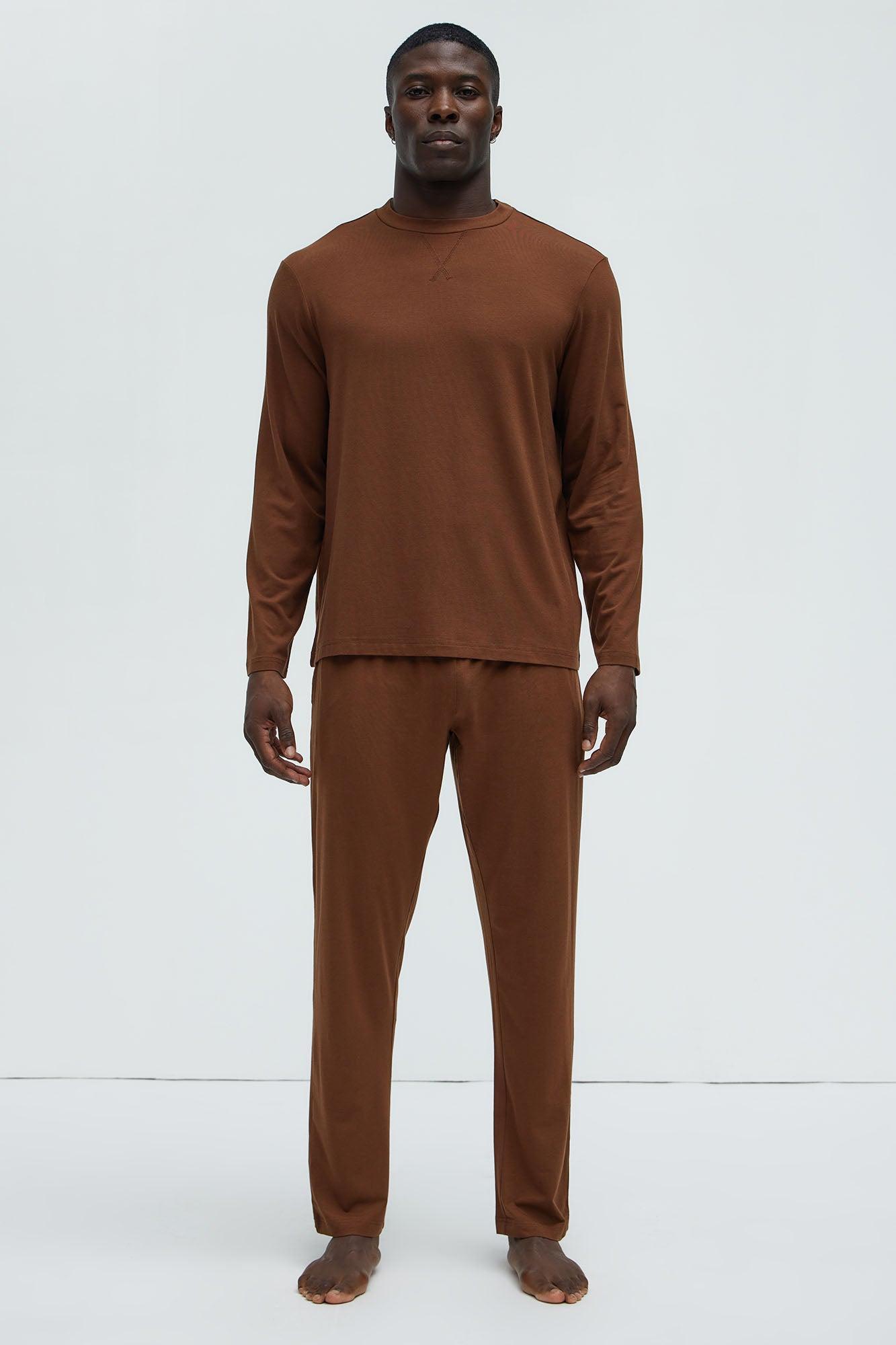 Essential Modal Lounge Long Sleeve Tee - Brown Product Image