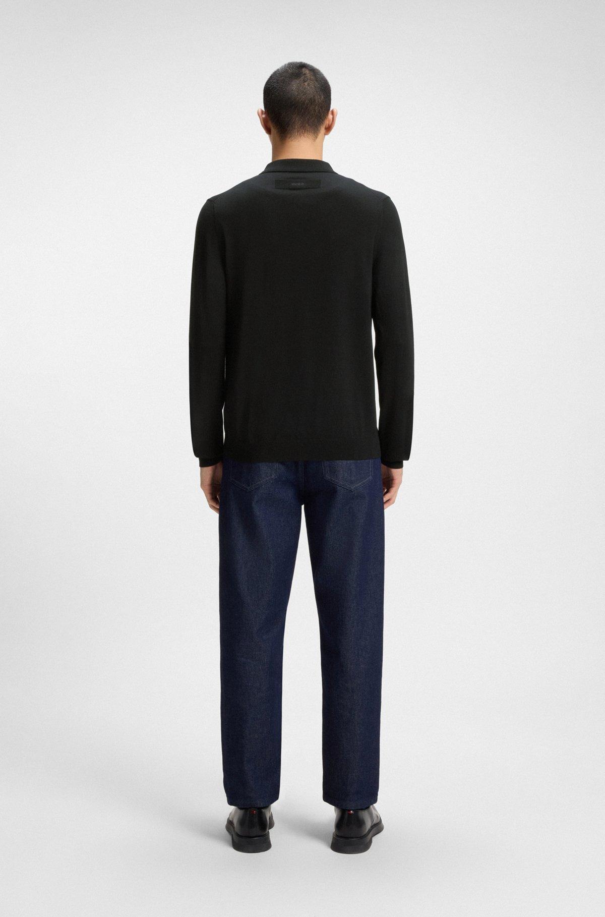 HUGO - Regular-fit knit jacket with zip front - Black Product Image