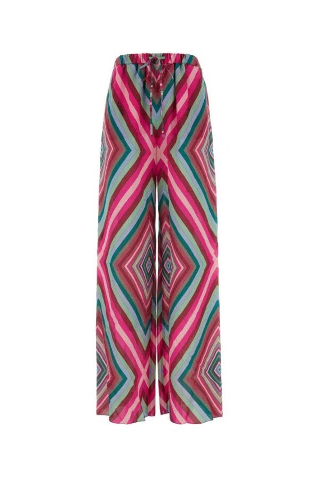 VALENTINO Silk Wide-leg Trousers In Multicolor Product Image