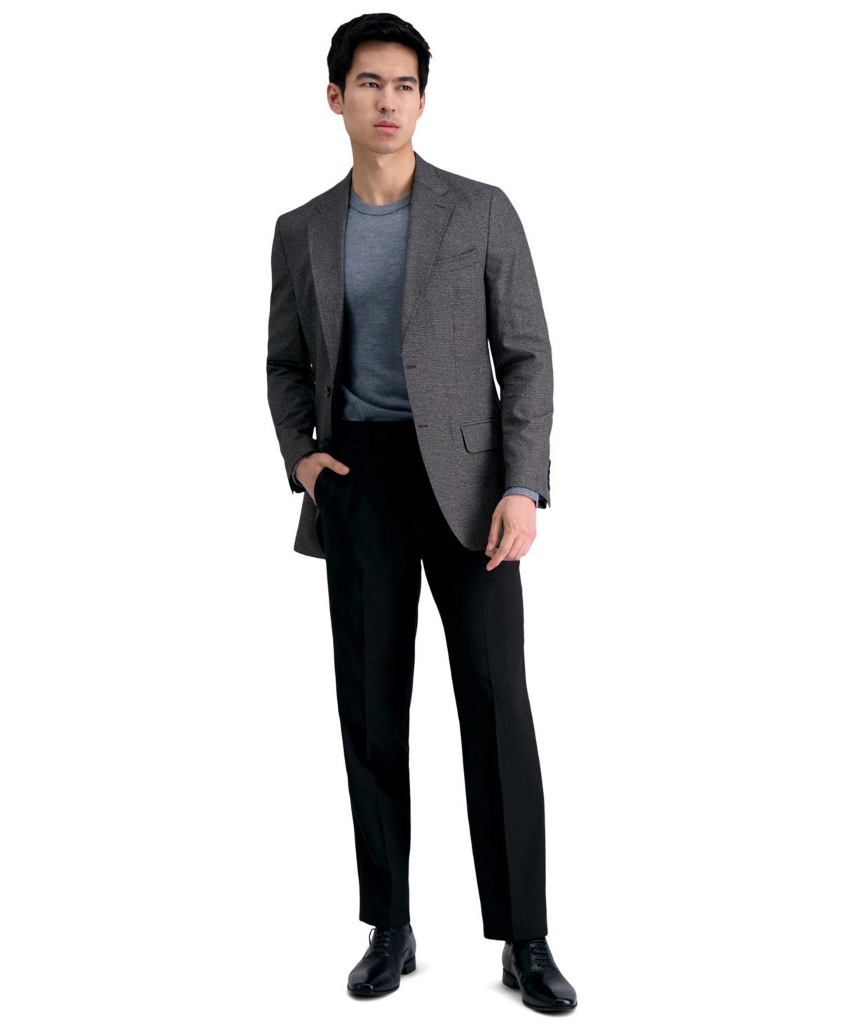 Mens Haggar Premium Comfort Straight-Fit Flat-Front Dress Pants Grey Product Image