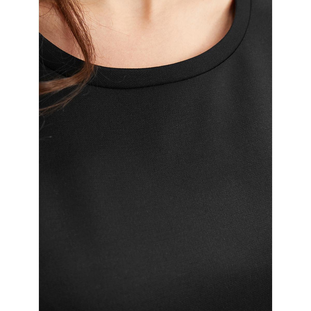 Plus Size Star Print Round Neck Drop Shoulder Sweatshirt Women Black Elegant Printed Round Neck Dailywear Sweatshirts BloomChic 10/M Product Image