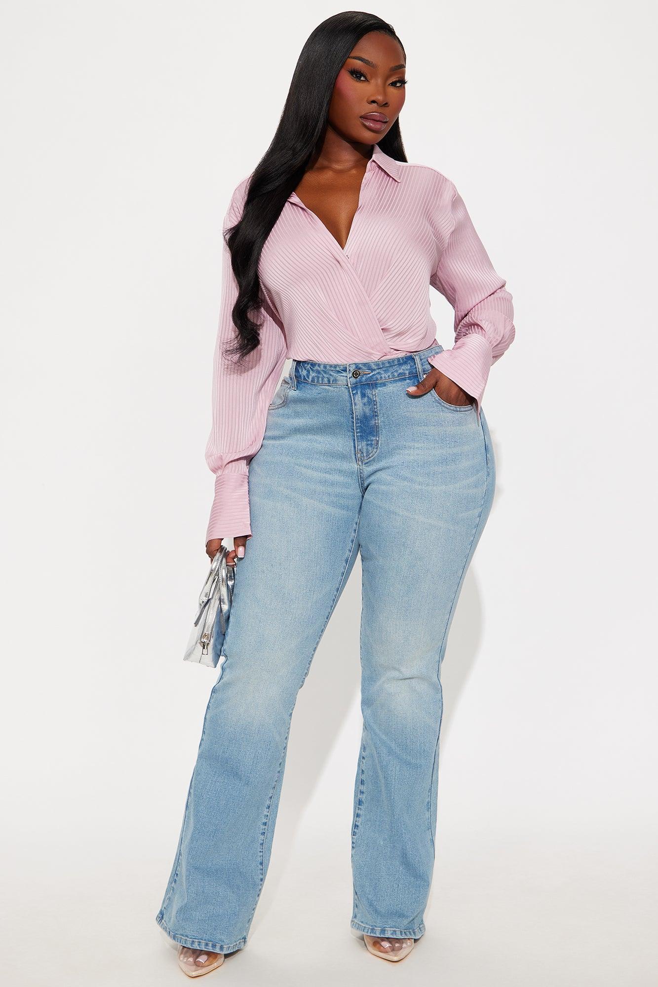 Maya Pinstripes Satin Bodysuit - Mauve Female Product Image