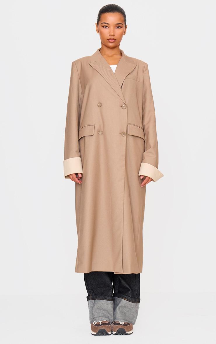 Taupe Tailoring Trim Trench Coat Product Image