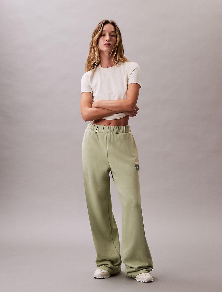 Fleece Logo Patch Wide Leg Pants Product Image