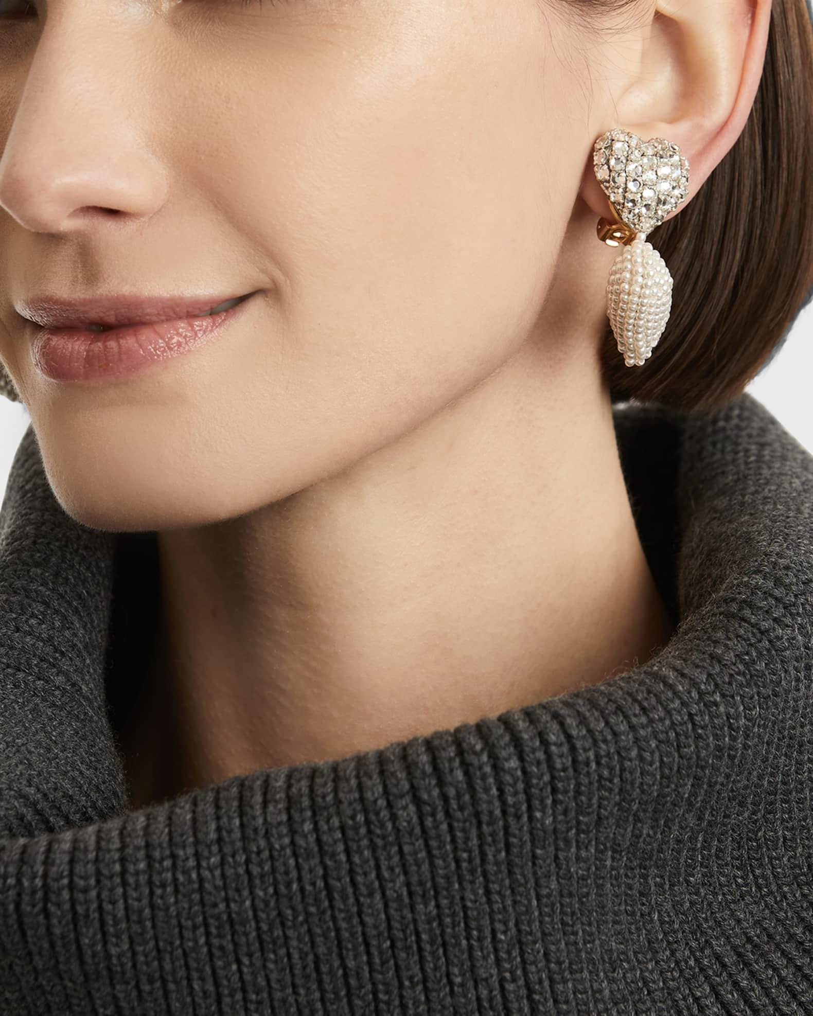 Beaded Crystal Heart Earrings Product Image