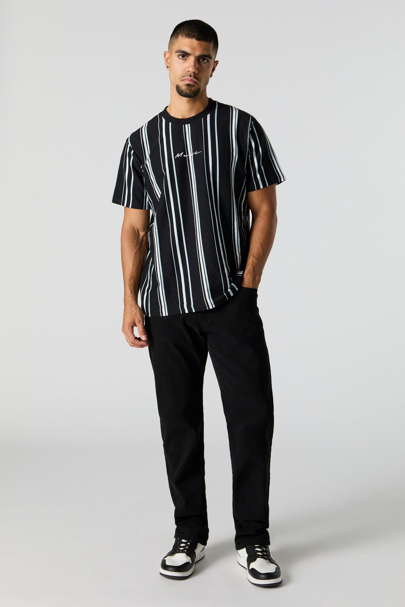 Embroidered Striped T-Shirt Male Product Image