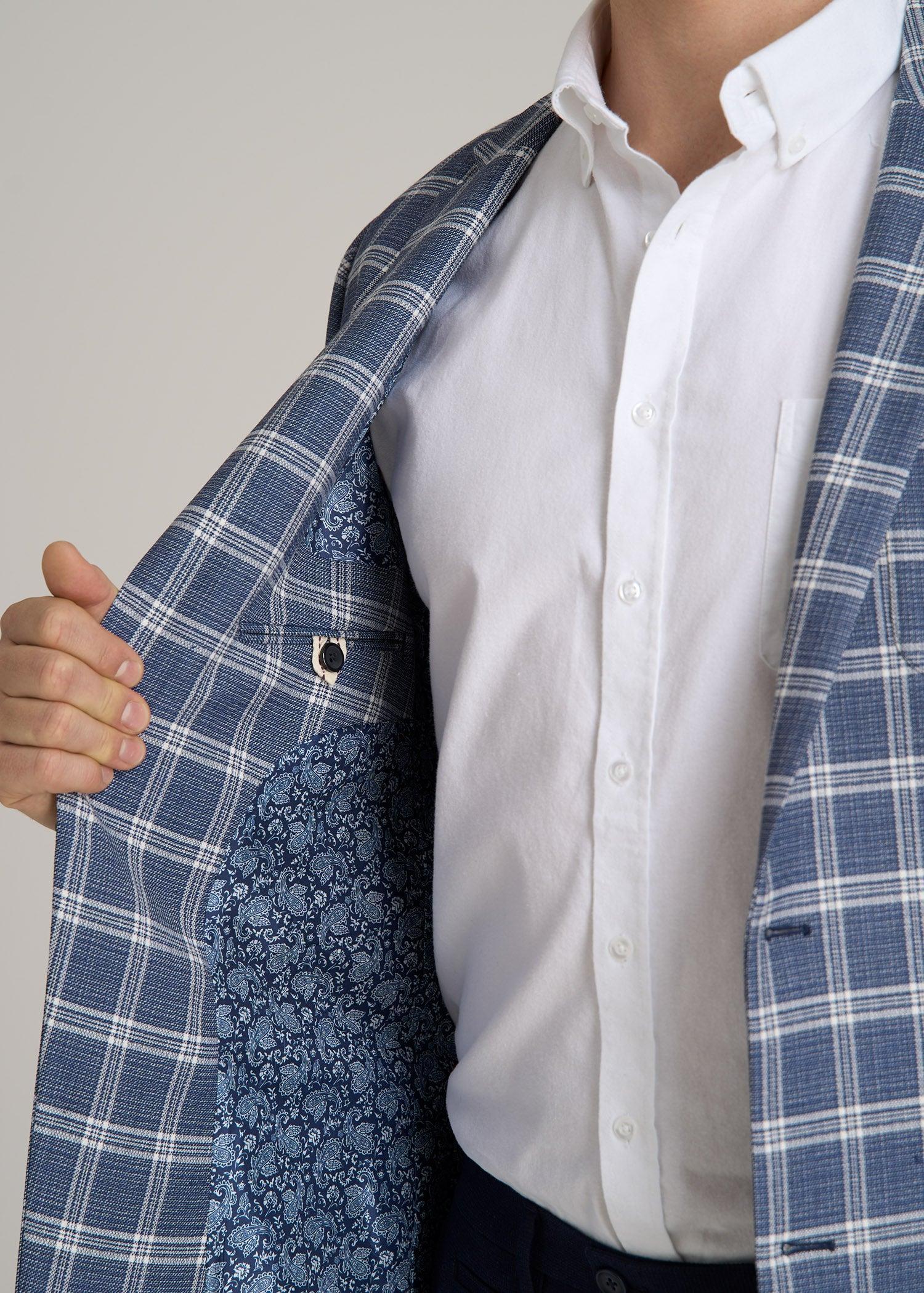 Core Blazer for Tall Men in Navy Check Male Product Image