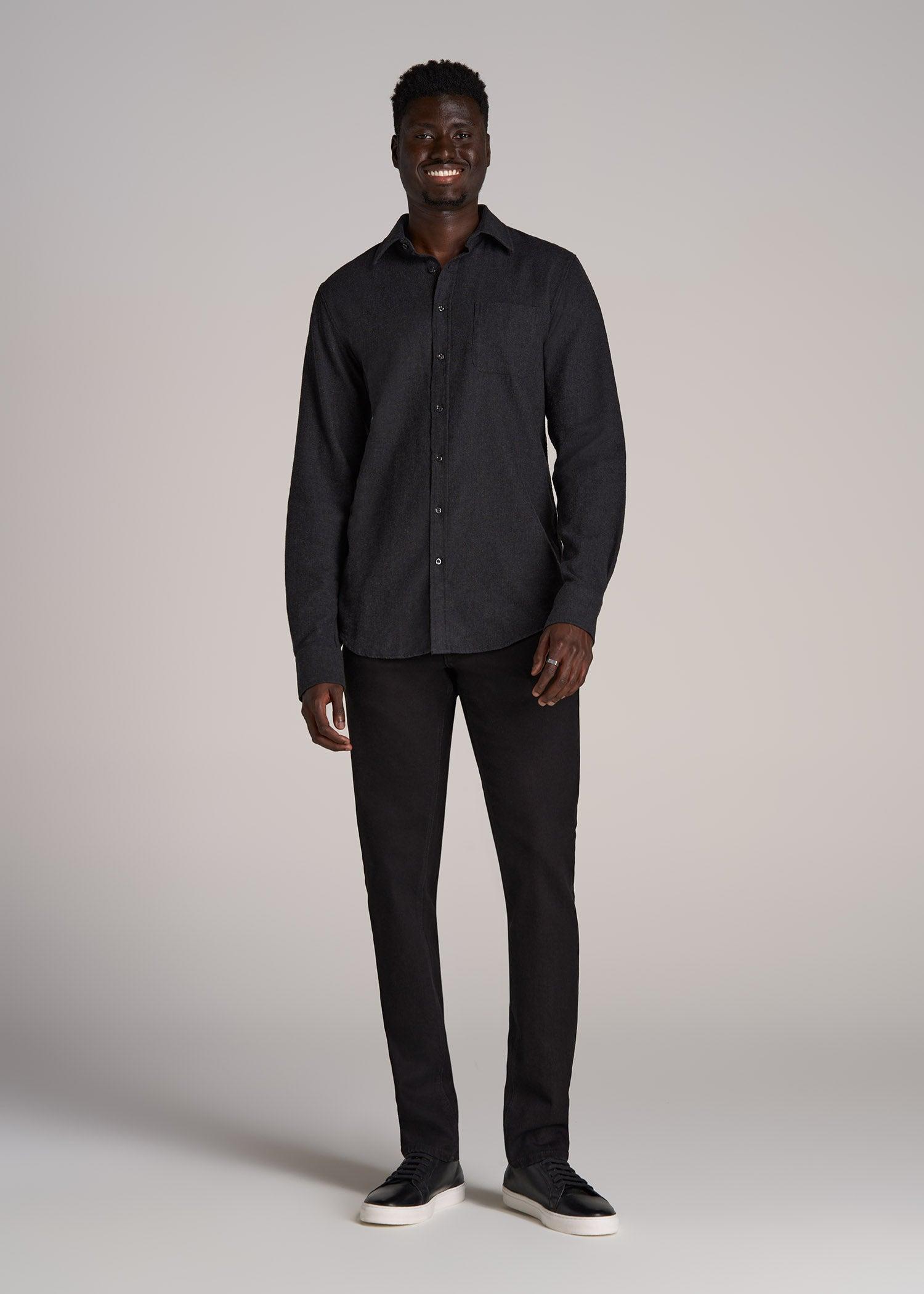 Nelson Flannel Shirt for Tall Men in Charcoal Mix Product Image