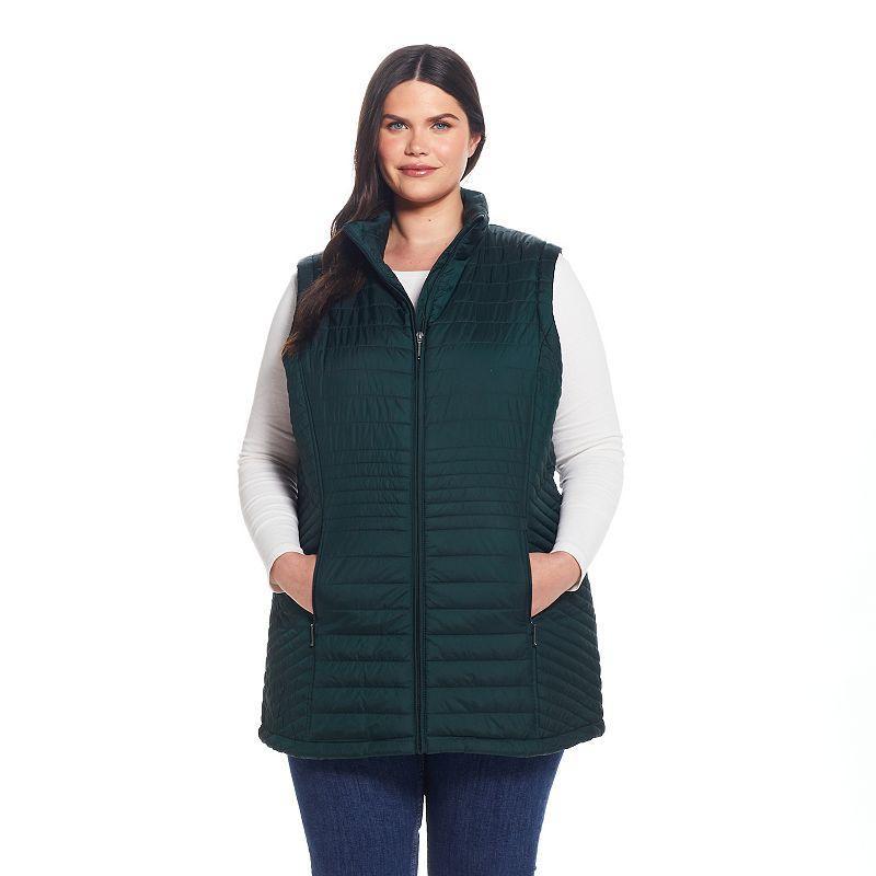 Plus Size Weathercast Channel Quilted Longline Vest, Women's, Size: 2XL, Hunter Product Image