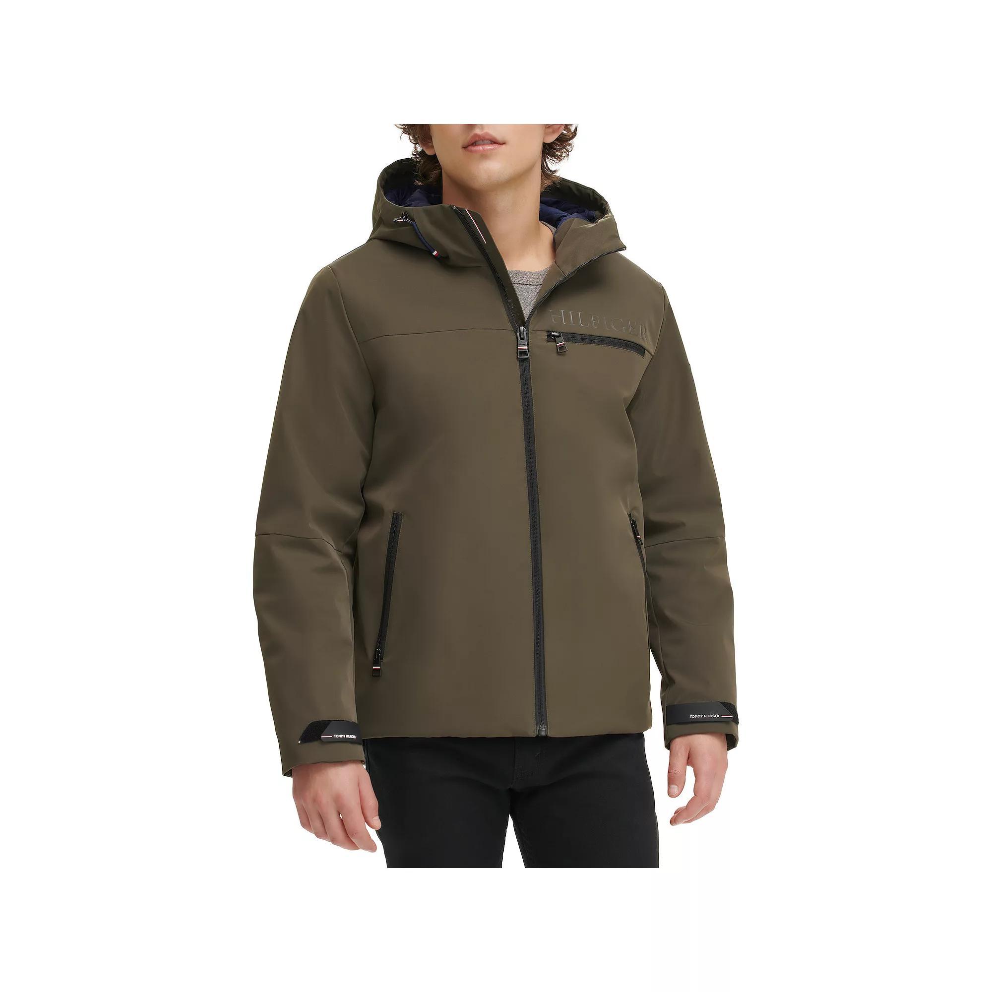Mens Tommy Hilfiger Flex Tech Hooded Rain Jacket Green Product Image