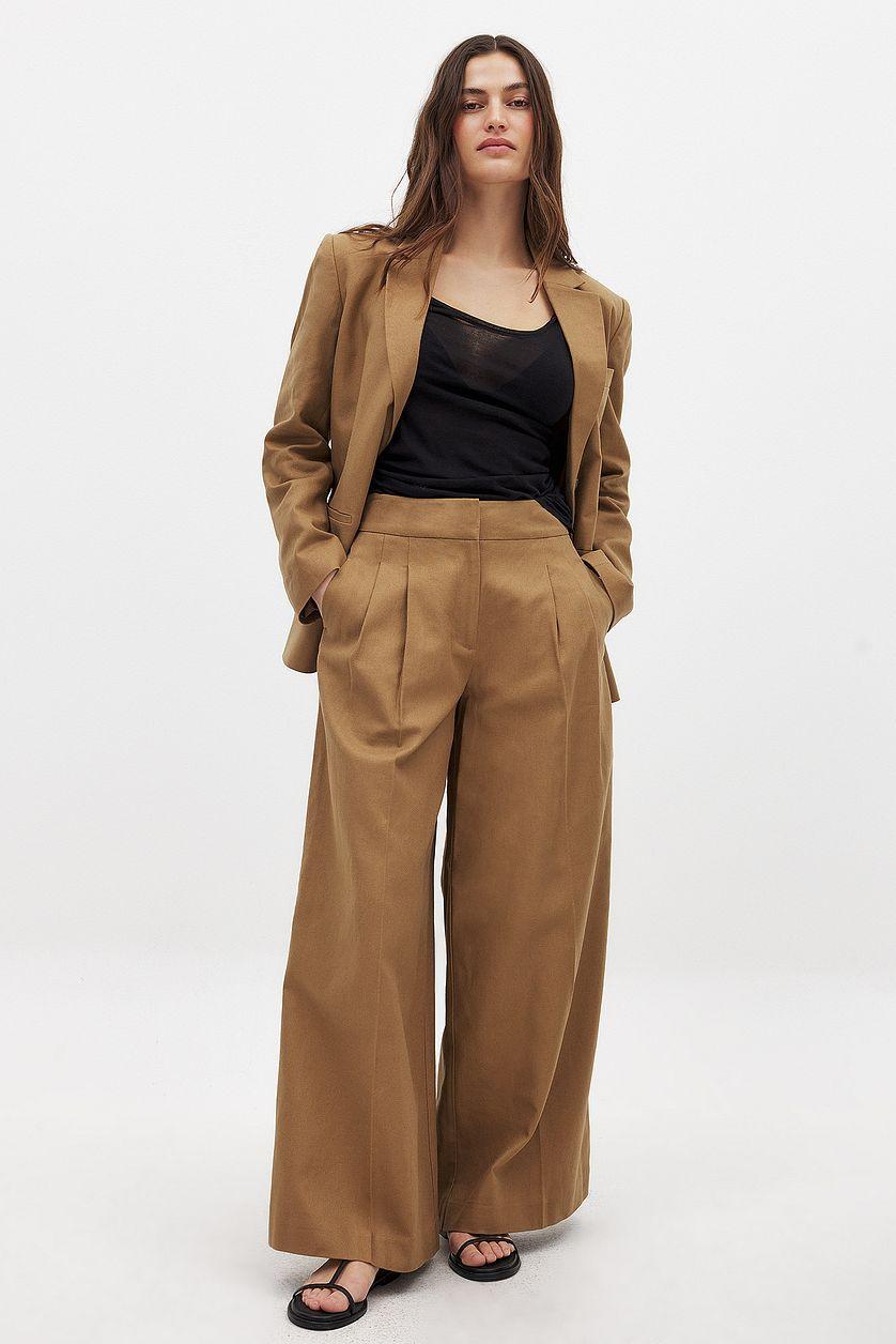 Regular Linen-Blend Blazer Brown Product Image