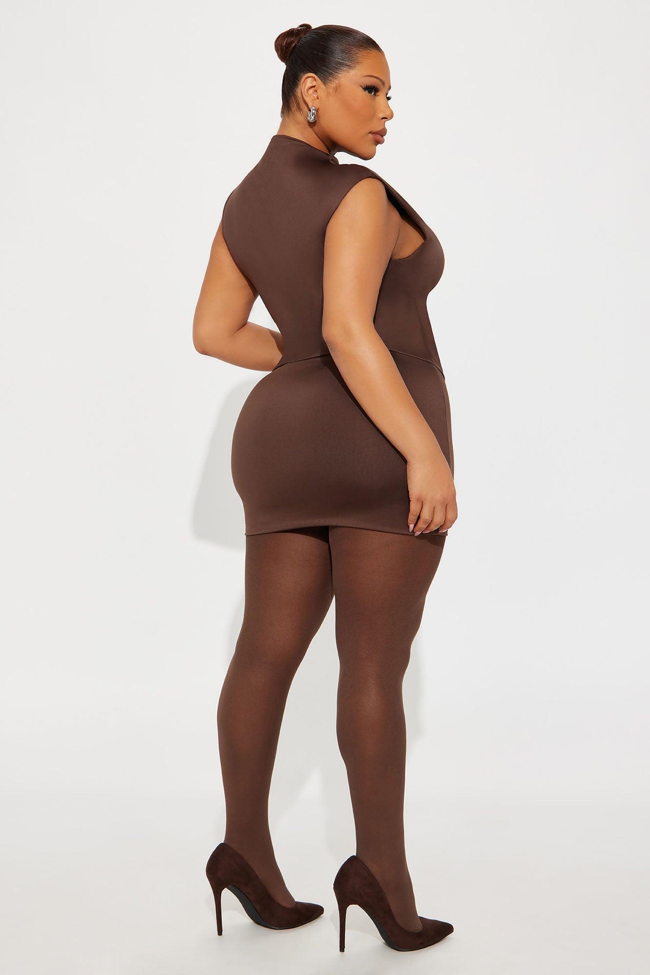 Contour Double Lined Mock Neck Top - Chocolate Female Product Image