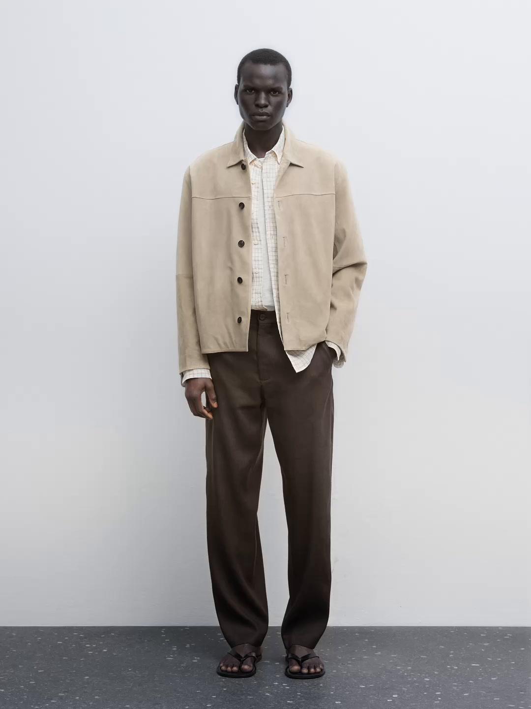 Short suede leather jacket Product Image