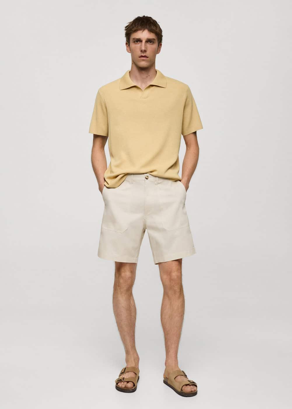 Mango Mens Herringbone Bermuda Shorts Product Image