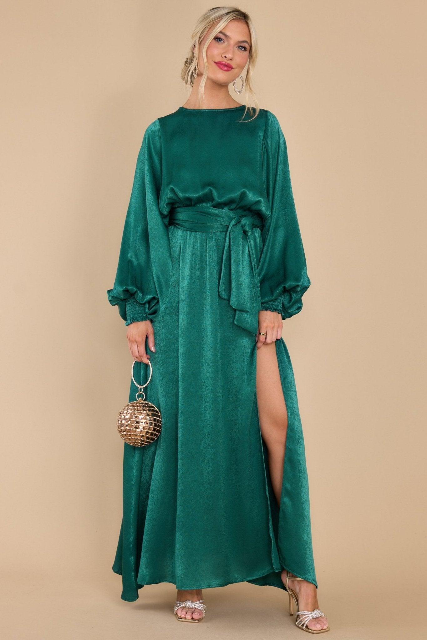 Aura Like A Princess Emerald Maxi Dress Green Product Image