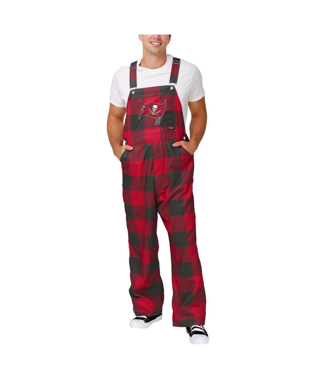 Mens FOCO Tampa Bay Buccaneers Big Logo Plaid Overalls Product Image