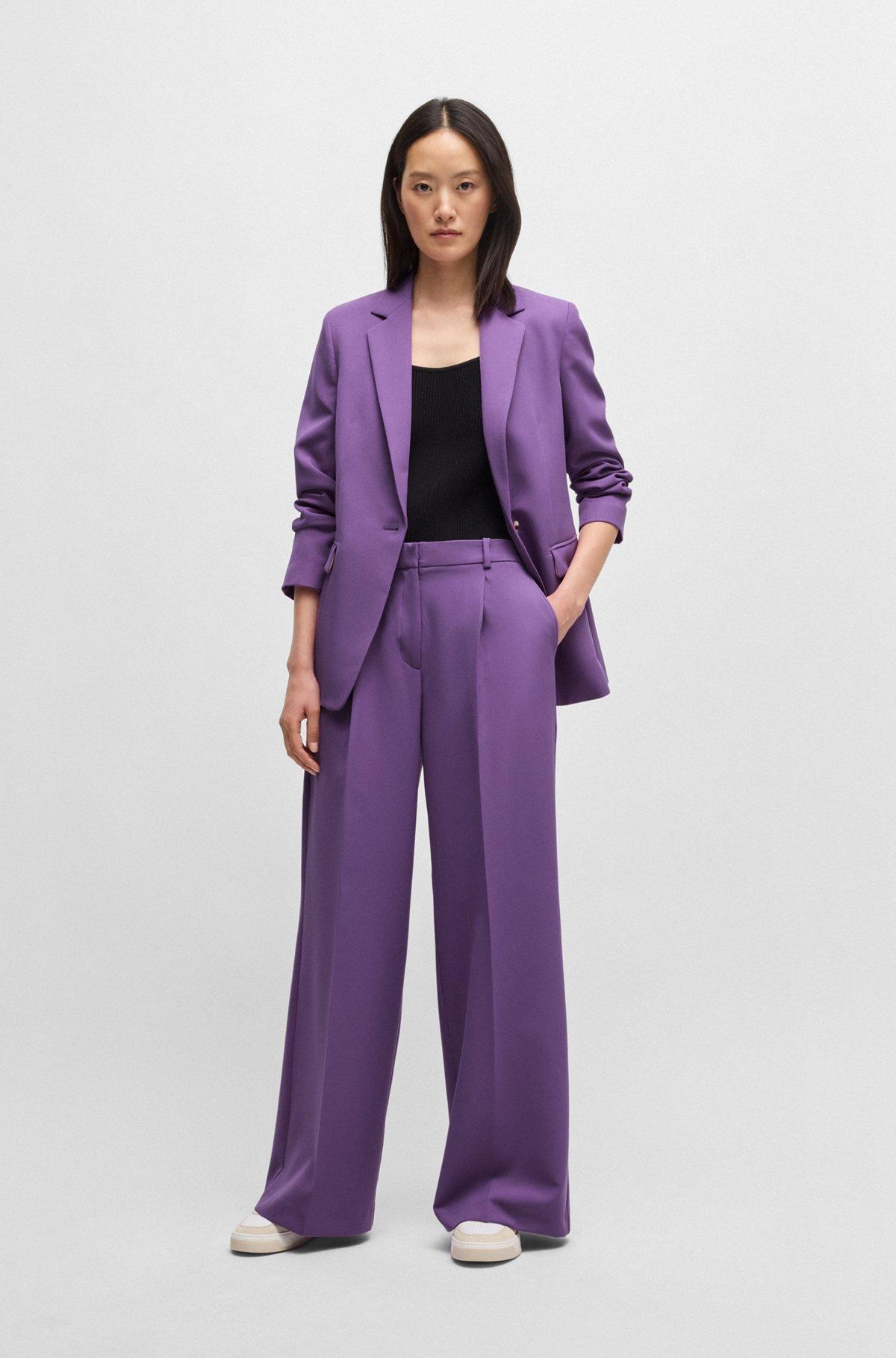 BOSS - Single-breasted jacket in stretch fabric - Light Purple Product Image
