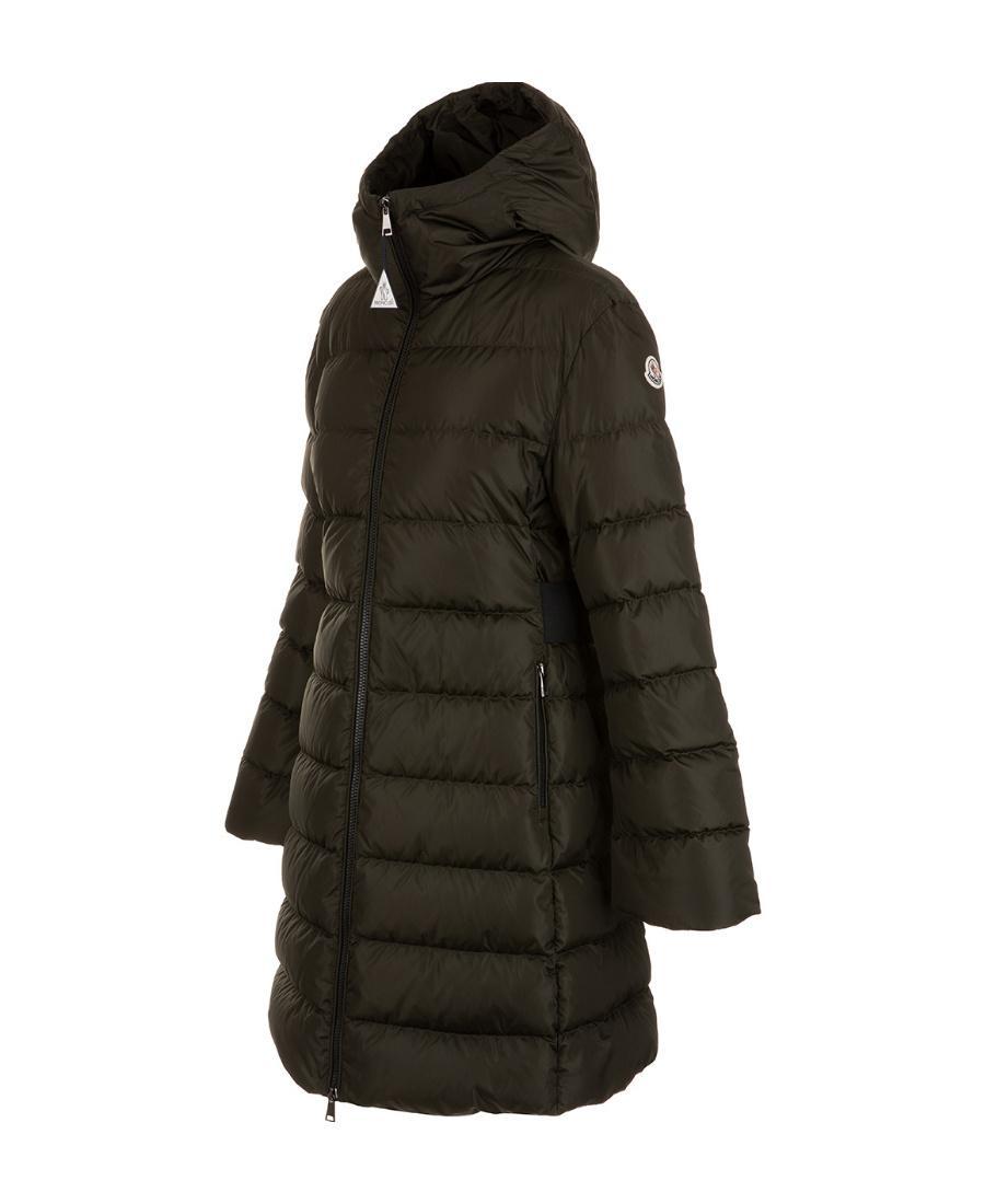 MONCLER Belted Padded Midi Coat In Green Product Image