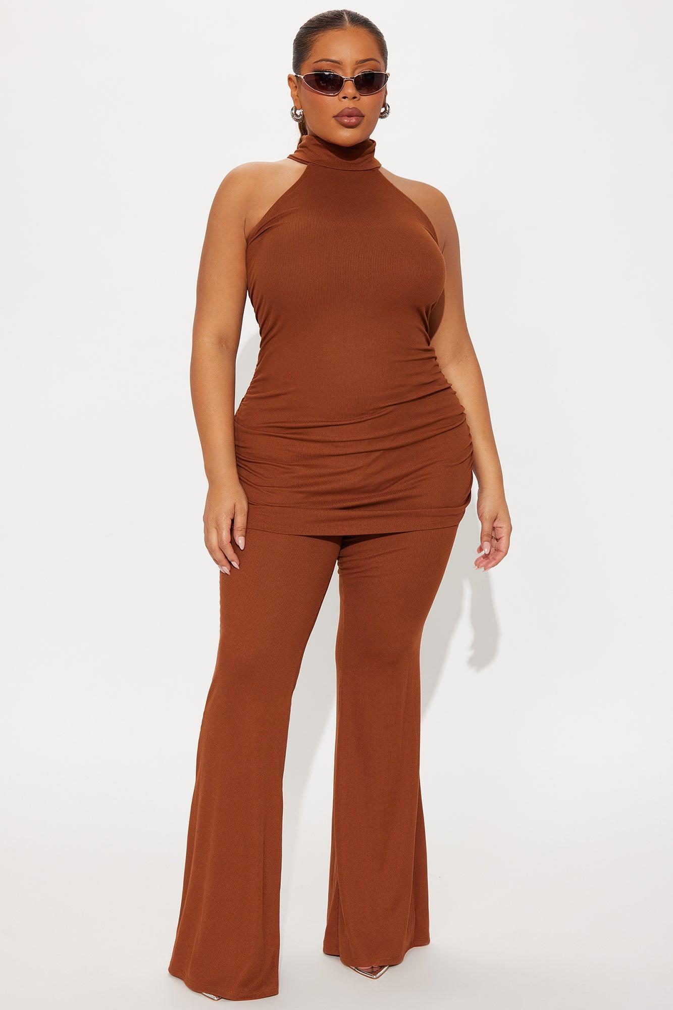 Sarina Ribbed Sleeveless Pant Set - Mocha Female Product Image