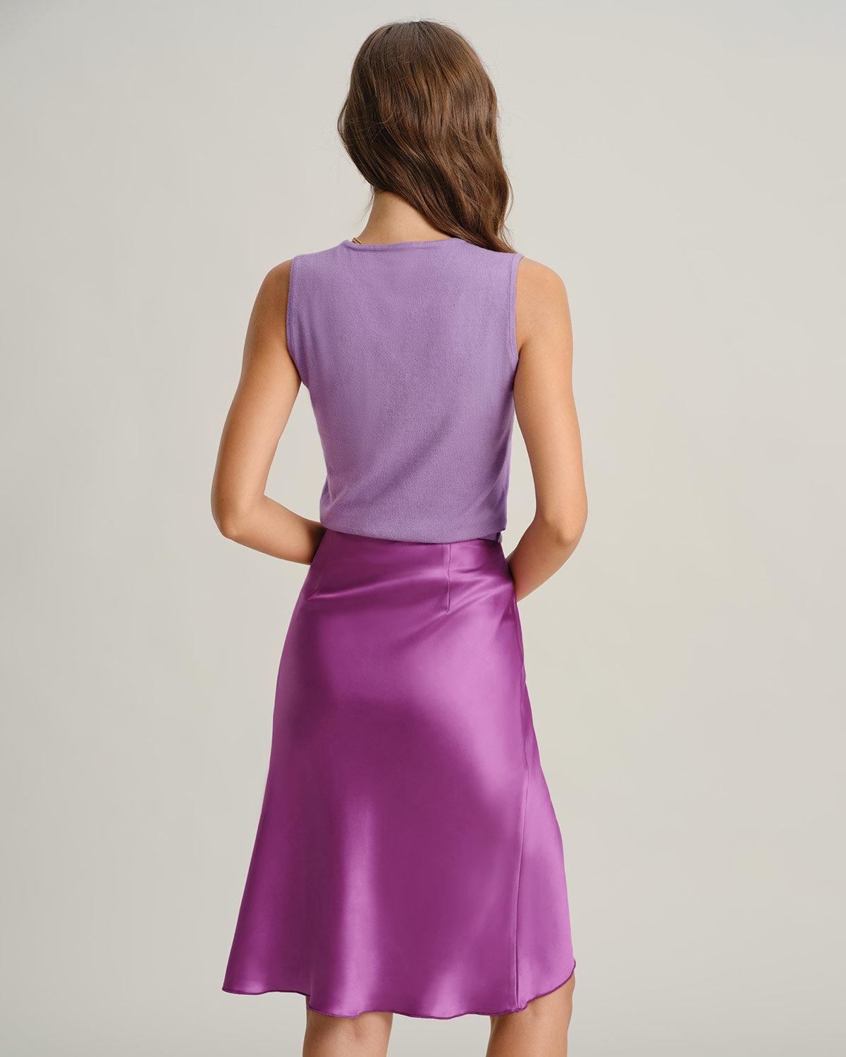 Purple Knee Length Straight Skirt Product Image