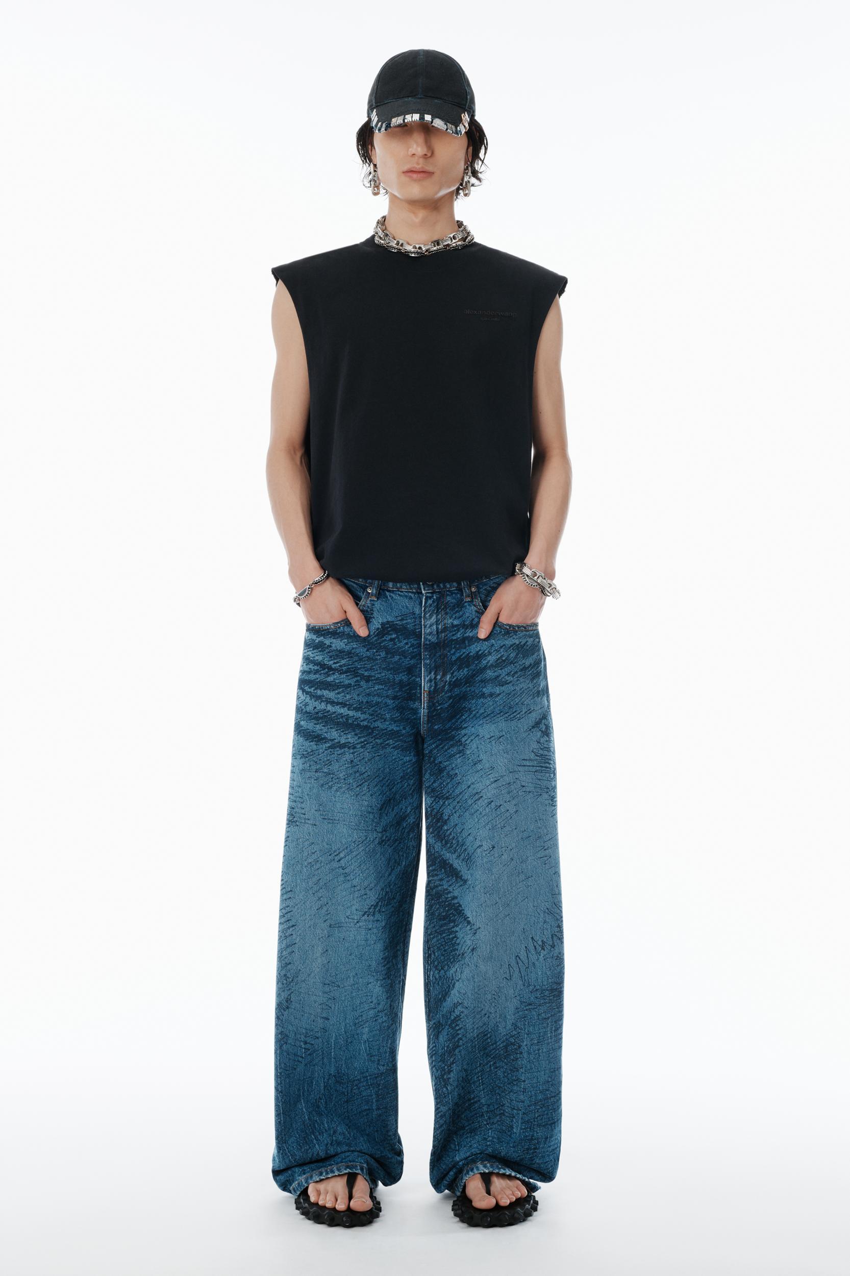 Indigo Marker-print Jeans Product Image