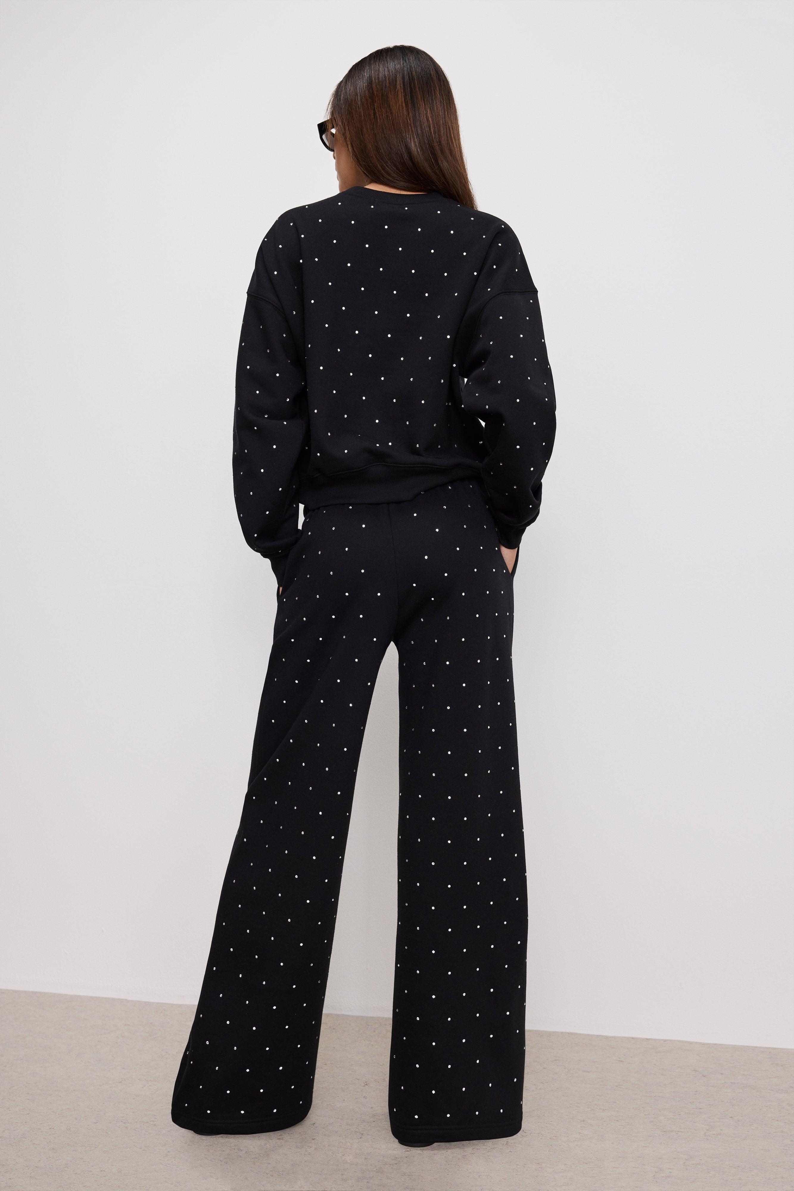 CRYSTAL WIDE LEG SWEATPANTS | BLACK001 Product Image